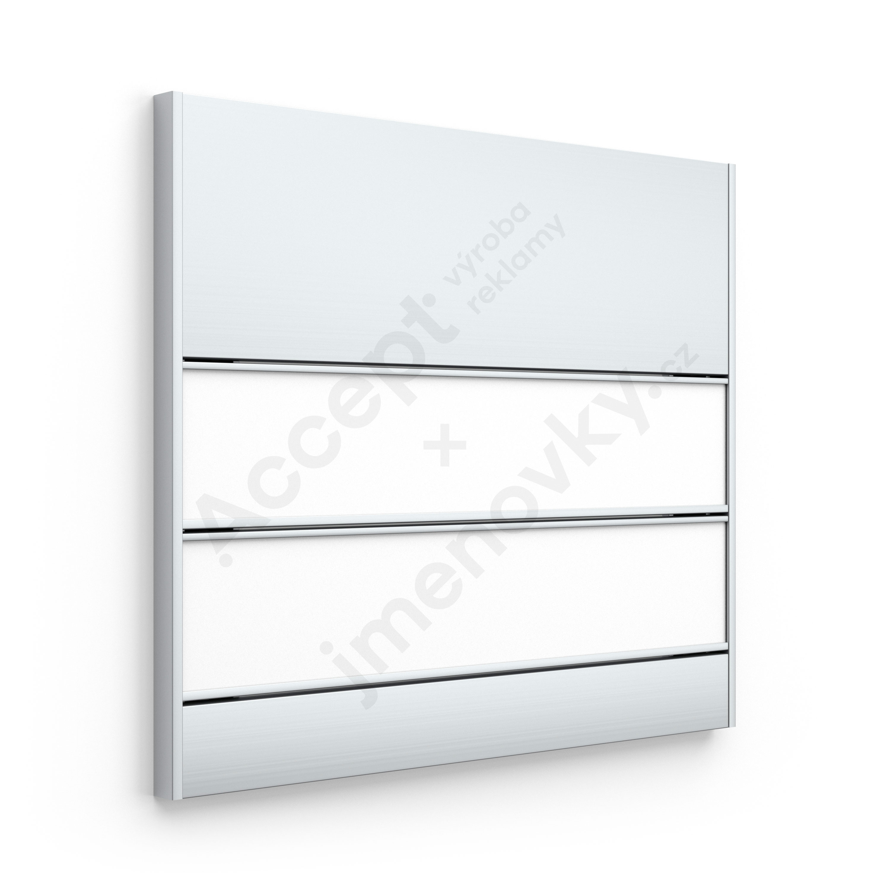 ACCEPT Dveřní tabulka SlimSlatz (zásuvný systém, rovné bočnice, 187 x 165 mm) - stříbrná tabulka