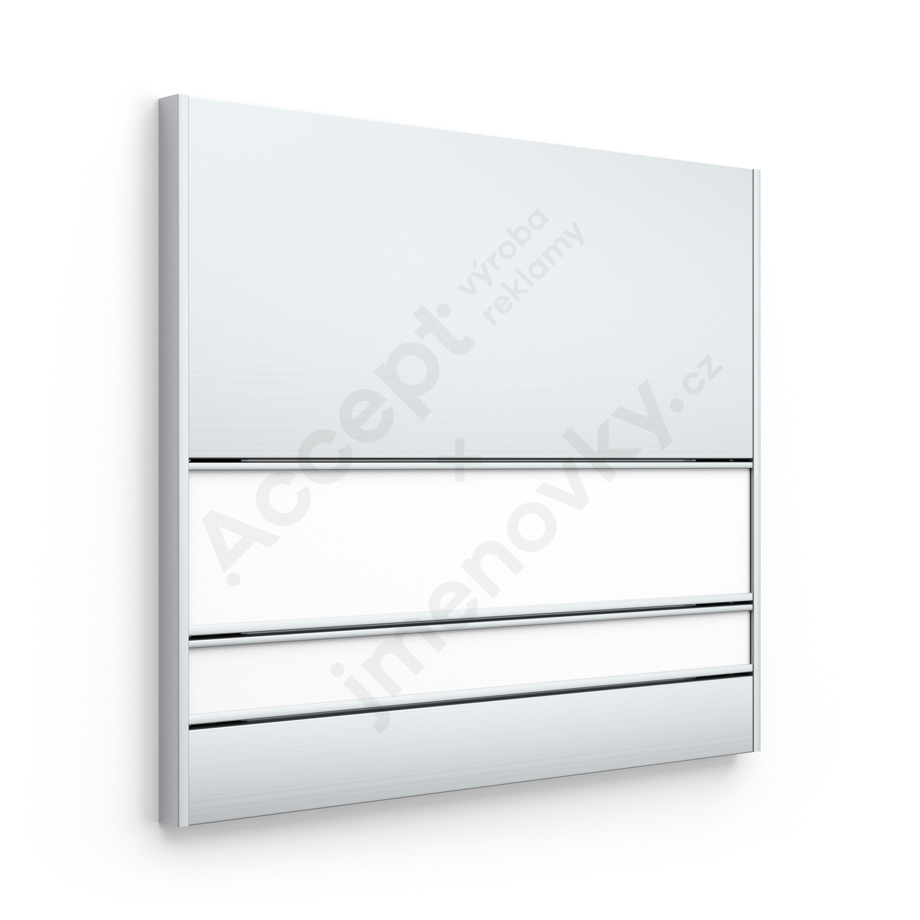 ACCEPT Dveřní tabulka SlimSlatz (zásuvný systém, rovné bočnice, 187 x 165 mm) - stříbrná tabulka