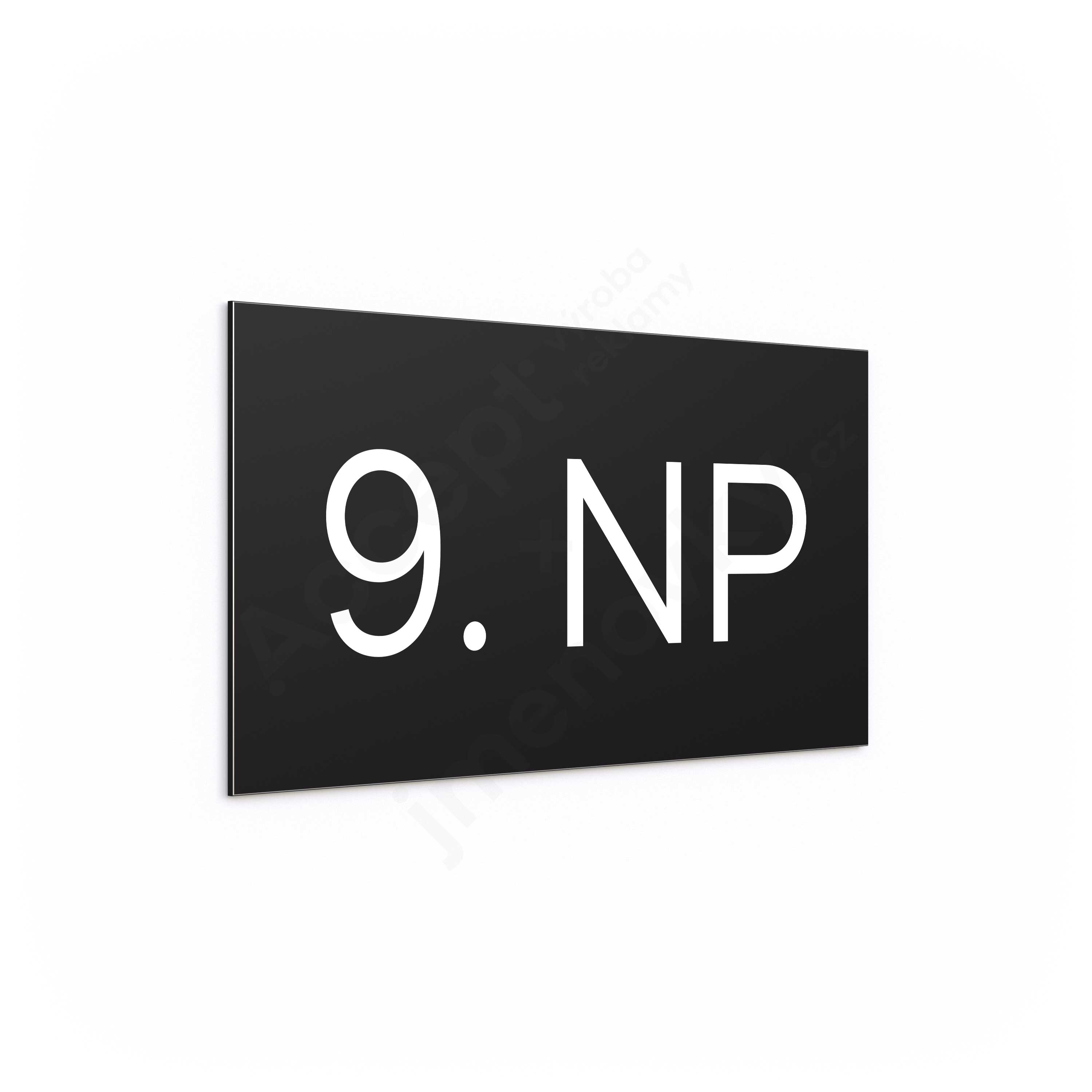 ACCEPT Označení podlaží "9. NP" (300 x 150 mm) - černá tabulka - bílý popis