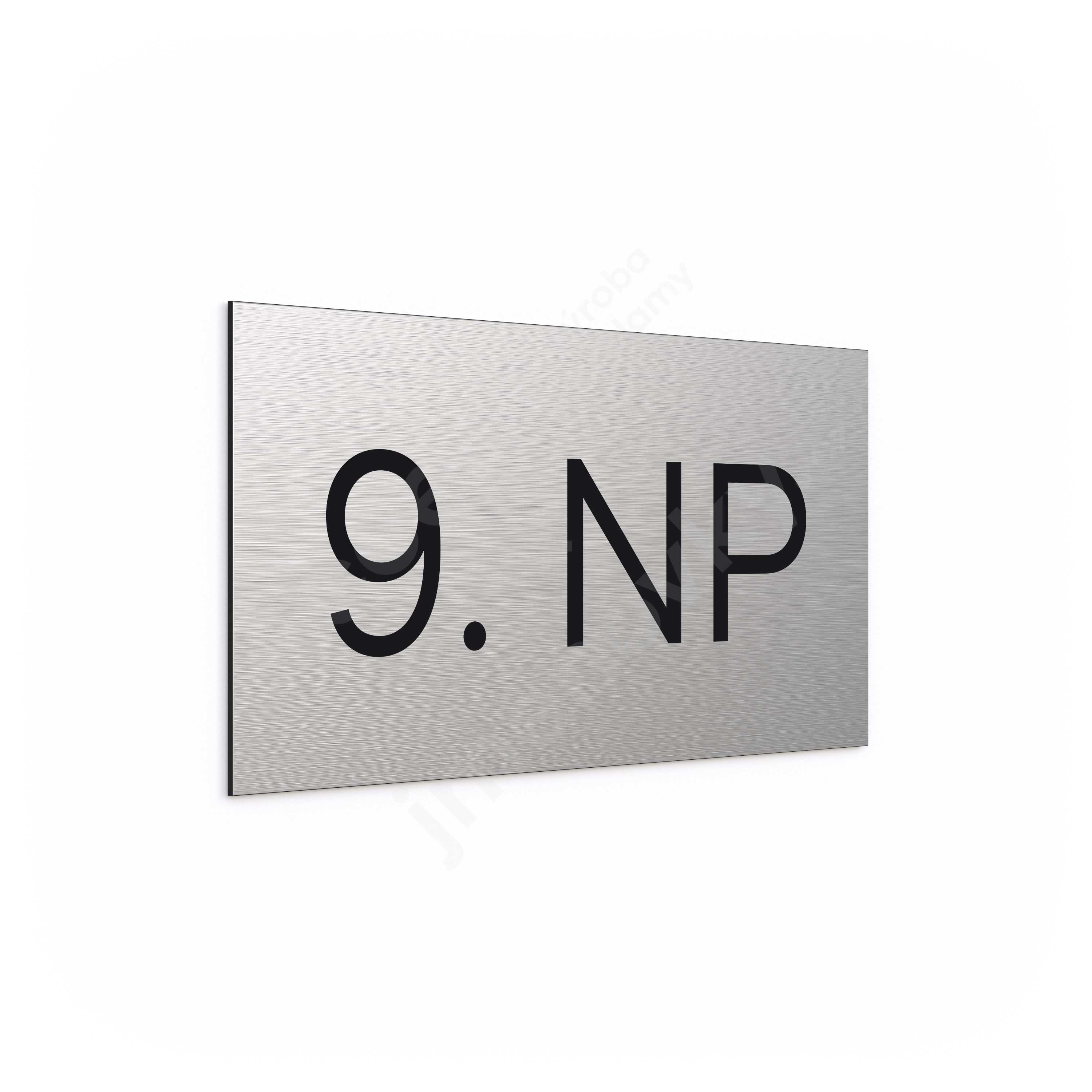 ACCEPT Označení podlaží "9. NP" (300 x 150 mm) - stříbrná tabulka - černý popis