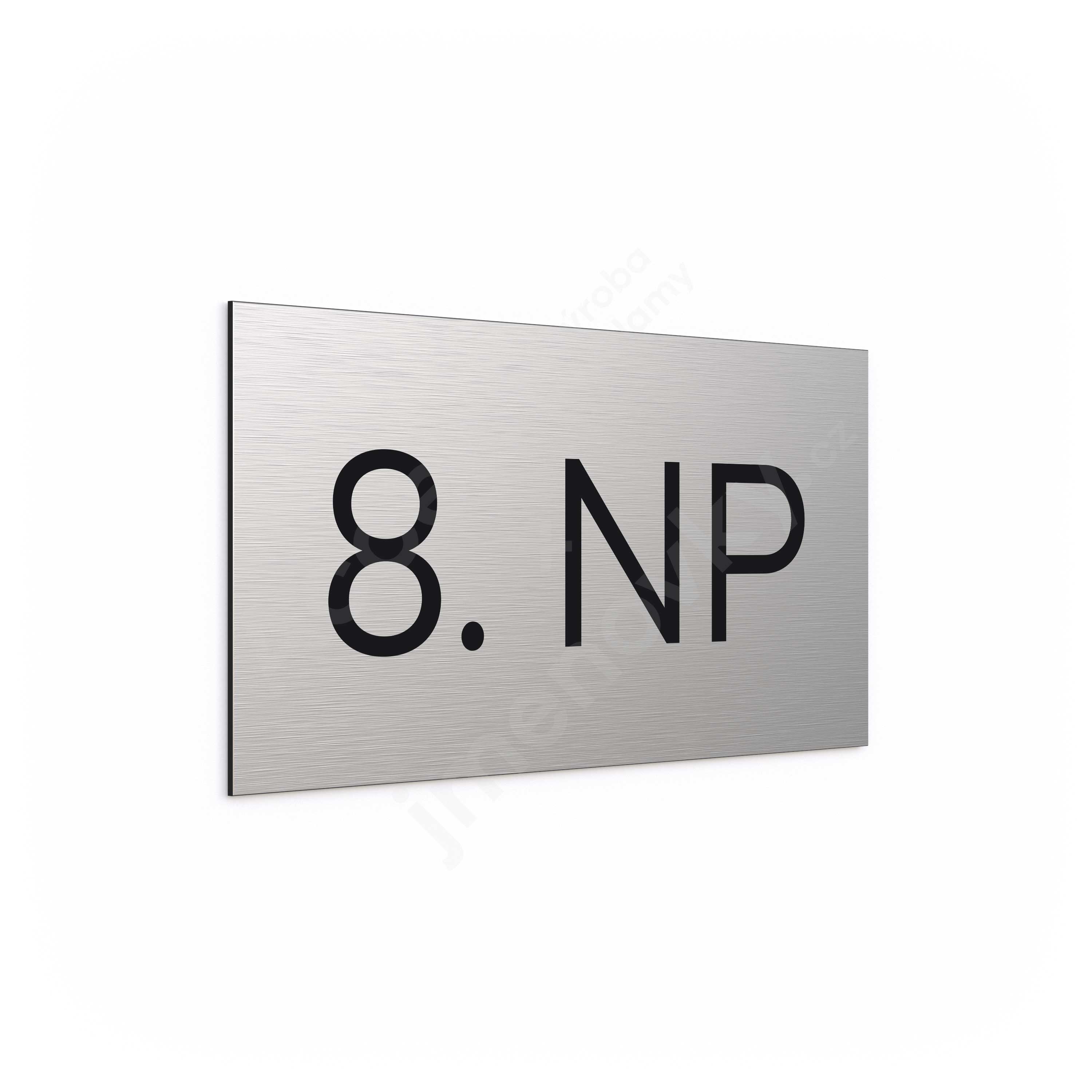 ACCEPT Označení podlaží "8. NP" (300 x 150 mm) - stříbrná tabulka - černý popis