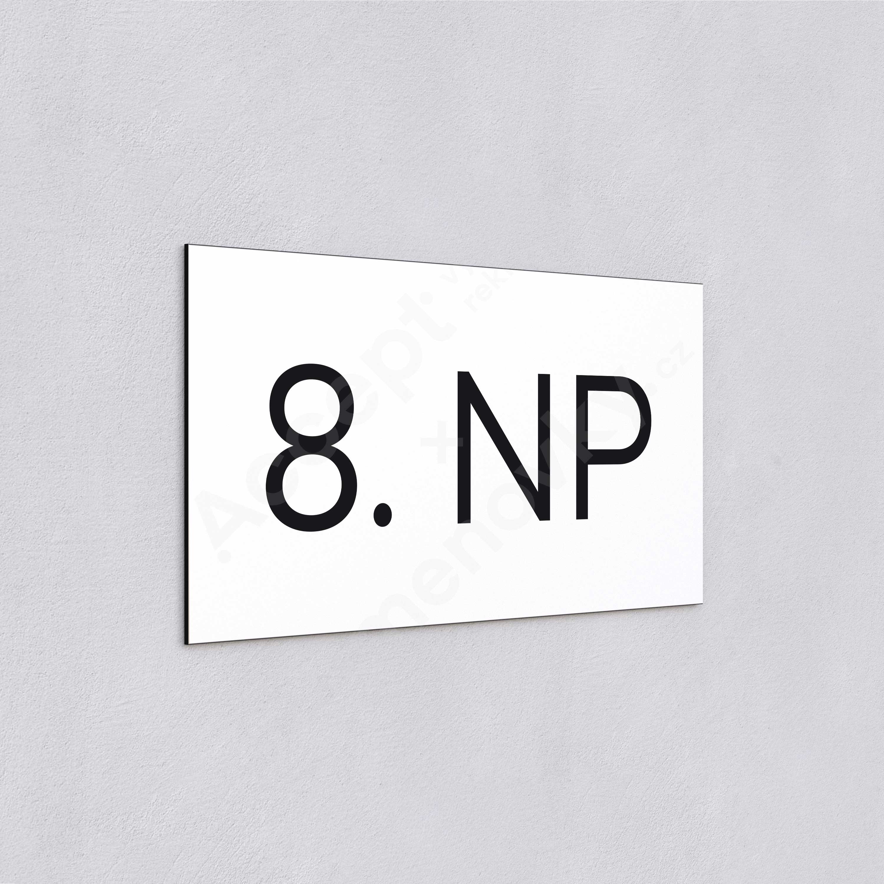 ACCEPT Označení podlaží "8. NP" (300 x 150 mm) - bílá tabulka - černý popis