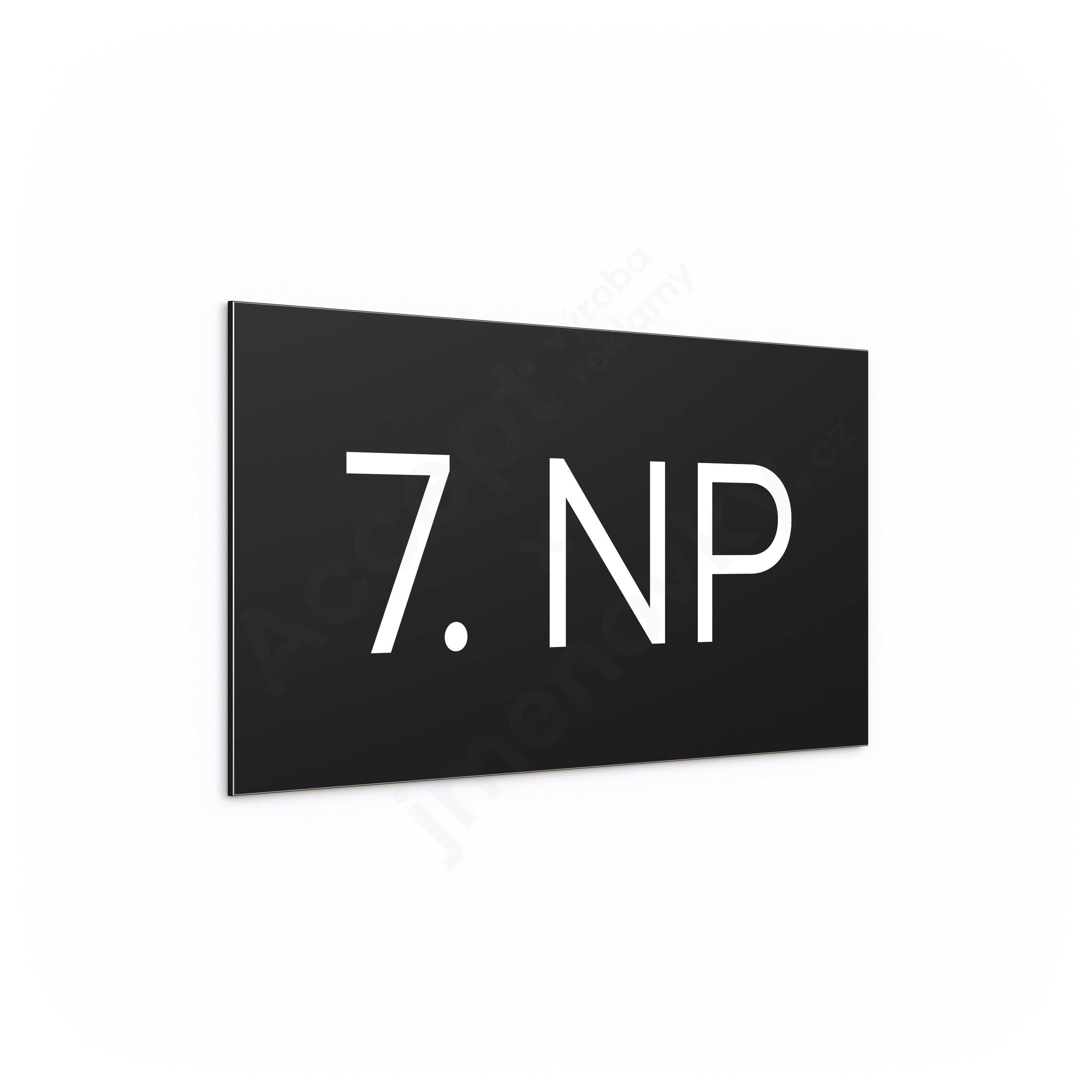 ACCEPT Označení podlaží "7. NP" (300 x 150 mm) - černá tabulka - bílý popis