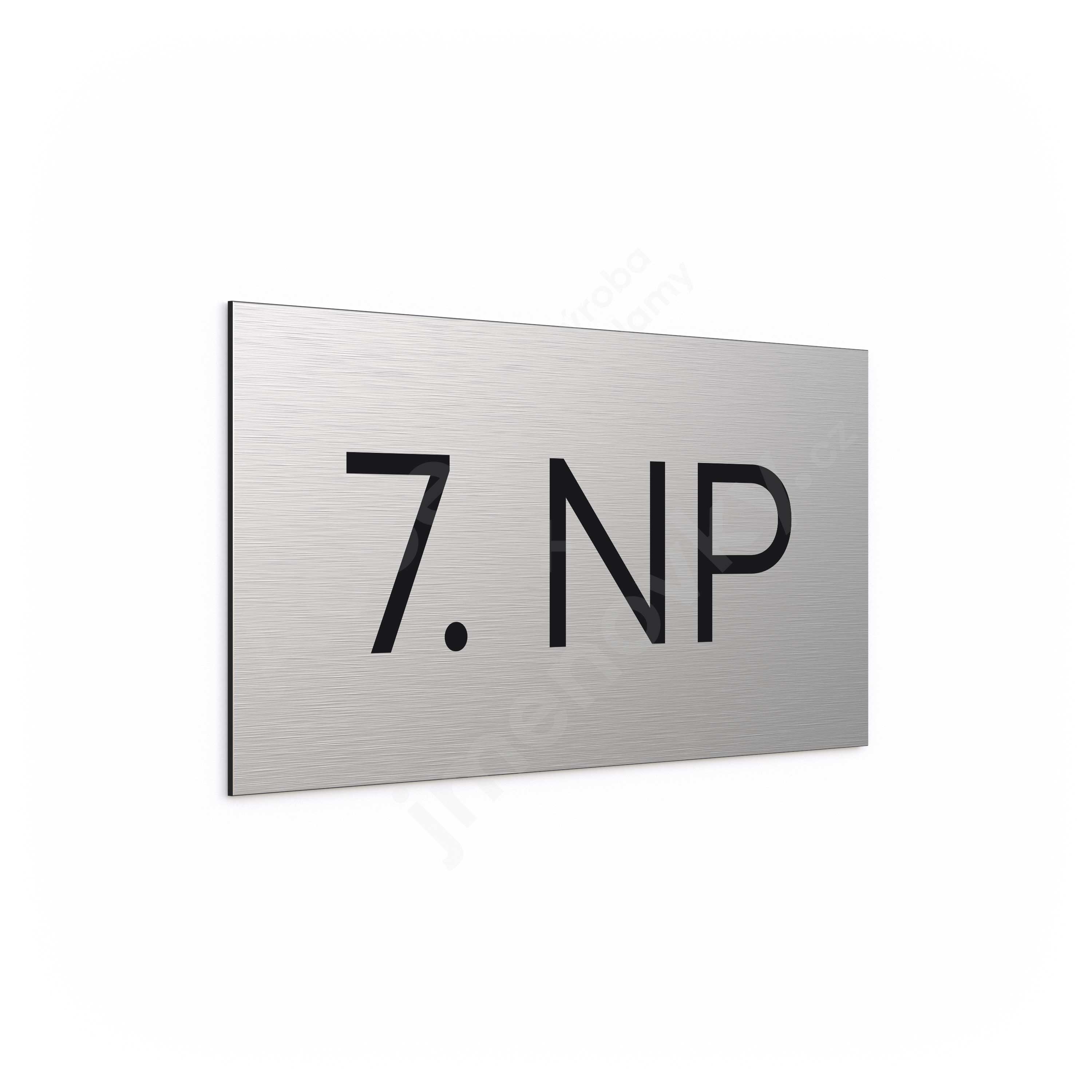 ACCEPT Označení podlaží "7. NP" (300 x 150 mm) - stříbrná tabulka - černý popis