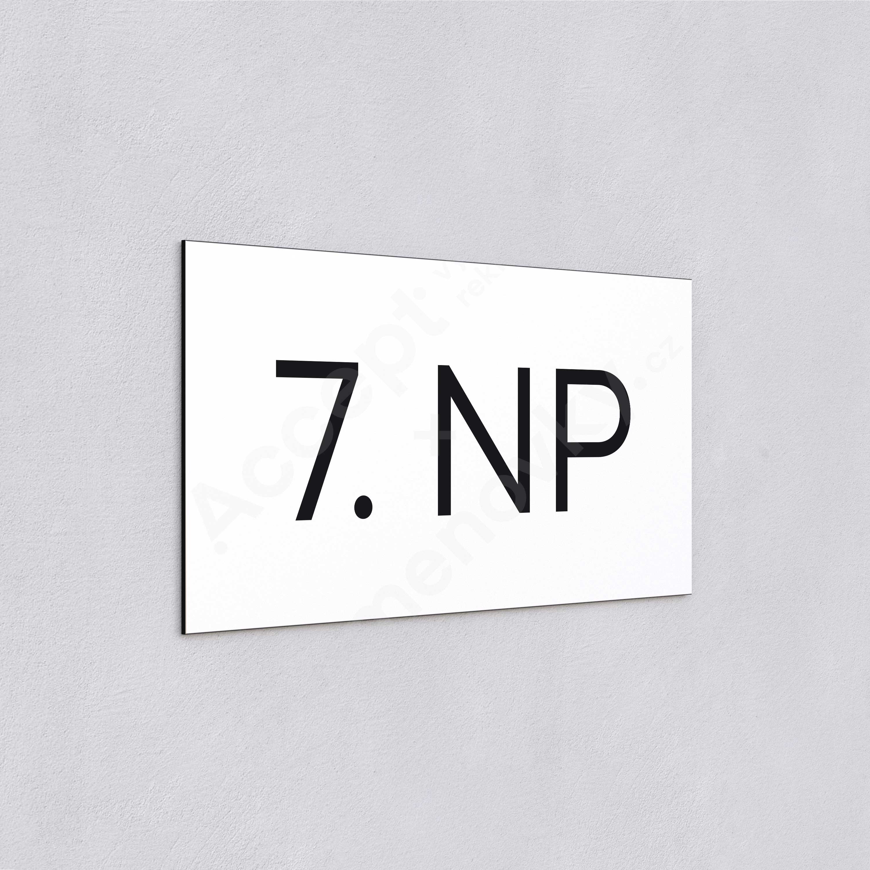 ACCEPT Označení podlaží "7. NP" (300 x 150 mm) - bílá tabulka - černý popis