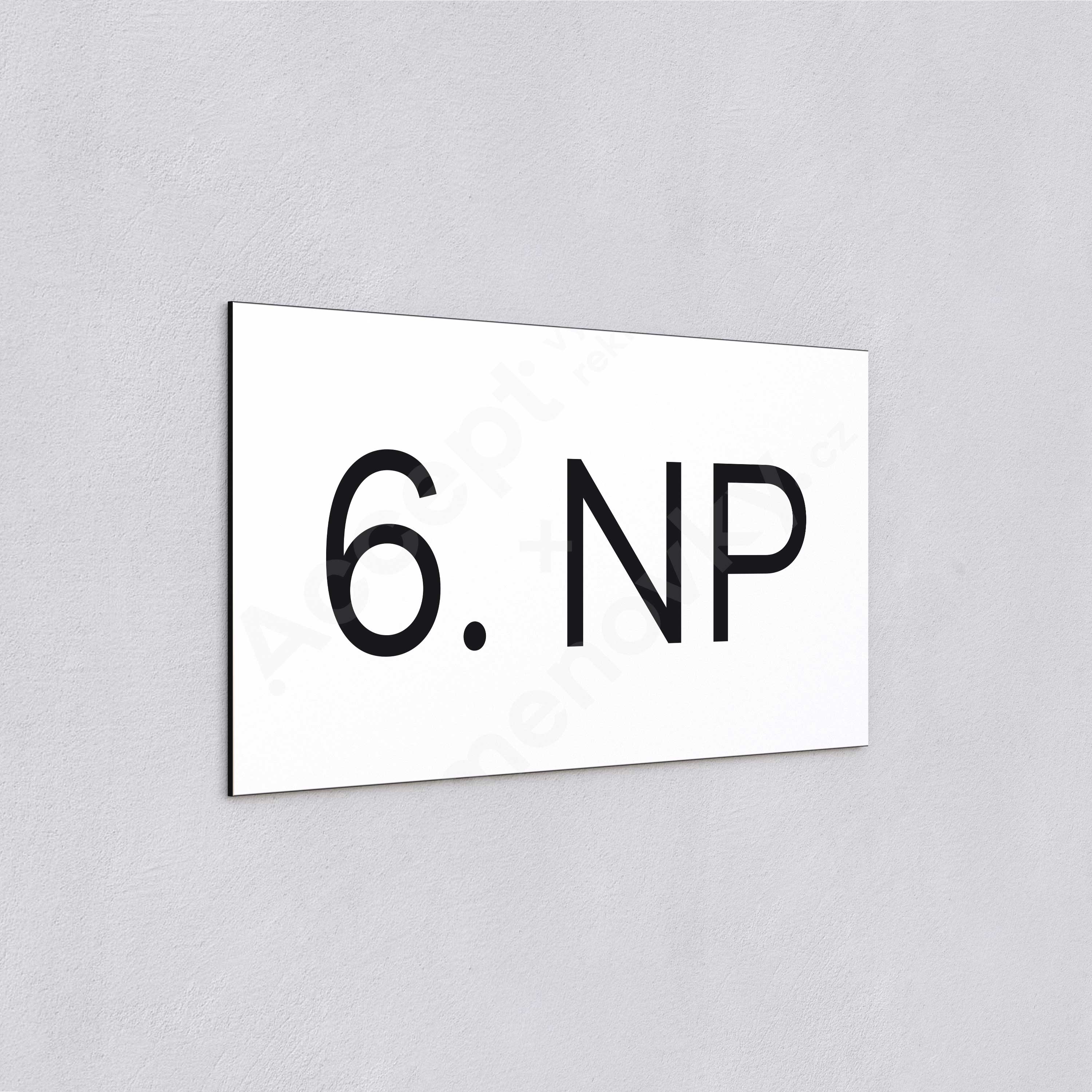 ACCEPT Označení podlaží "6. NP" (300 x 150 mm) - bílá tabulka - černý popis
