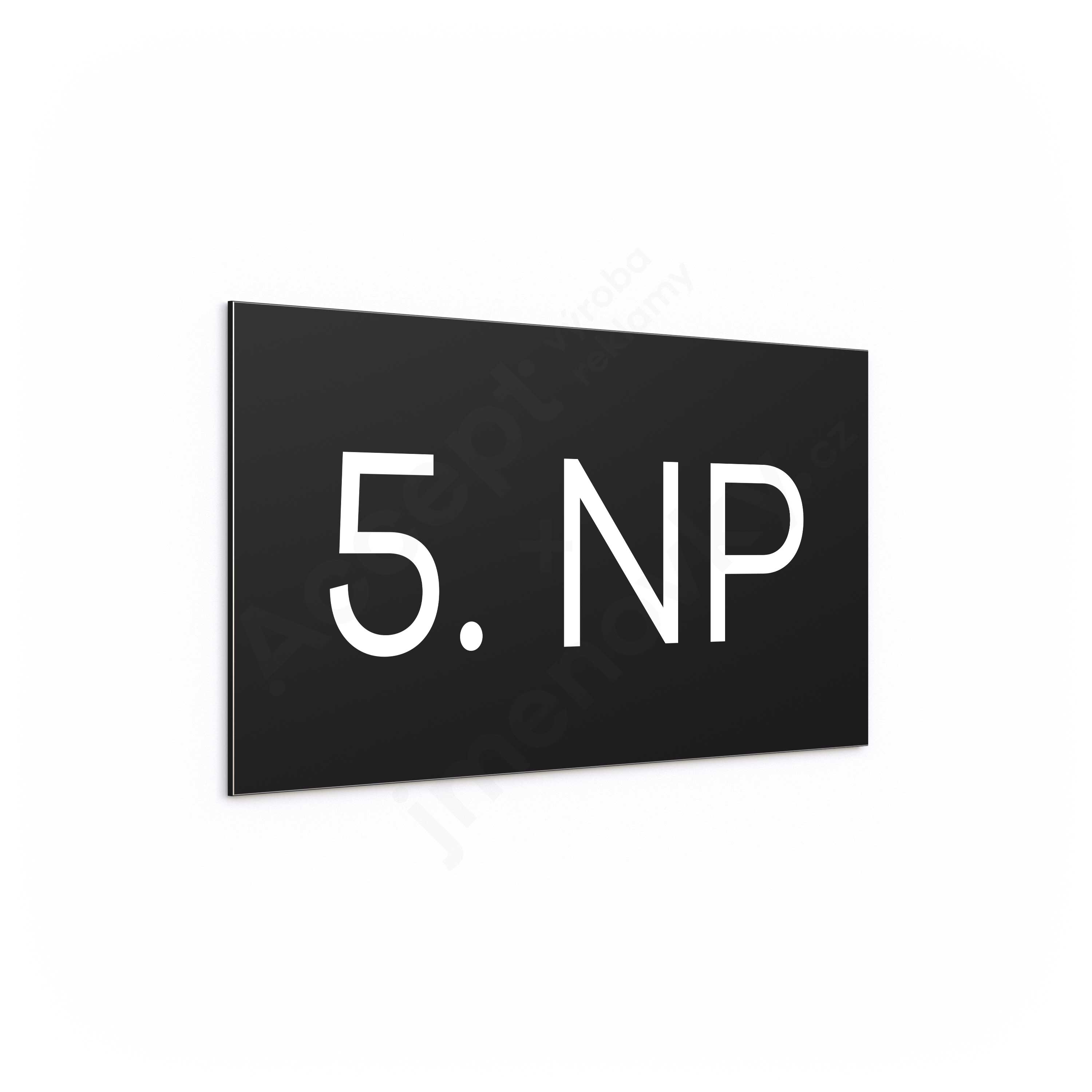 ACCEPT Označení podlaží "5. NP" (300 x 150 mm) - černá tabulka - bílý popis