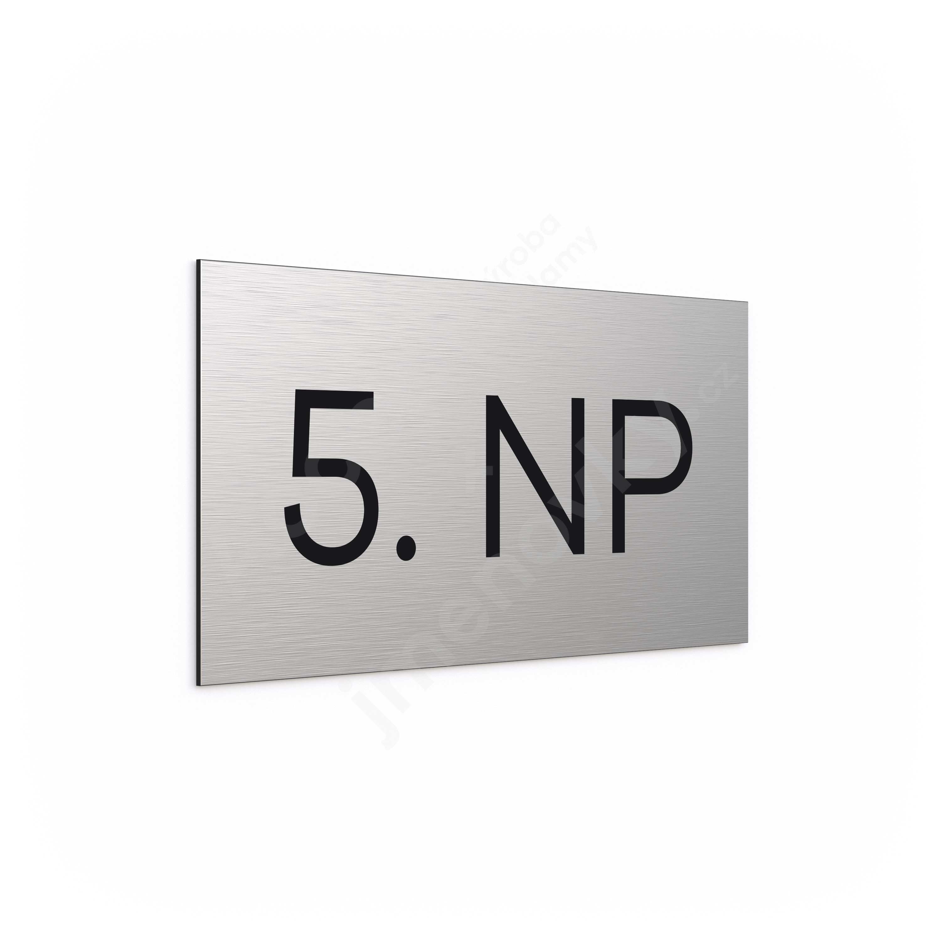 ACCEPT Označení podlaží "5. NP" (300 x 150 mm) - stříbrná tabulka - černý popis