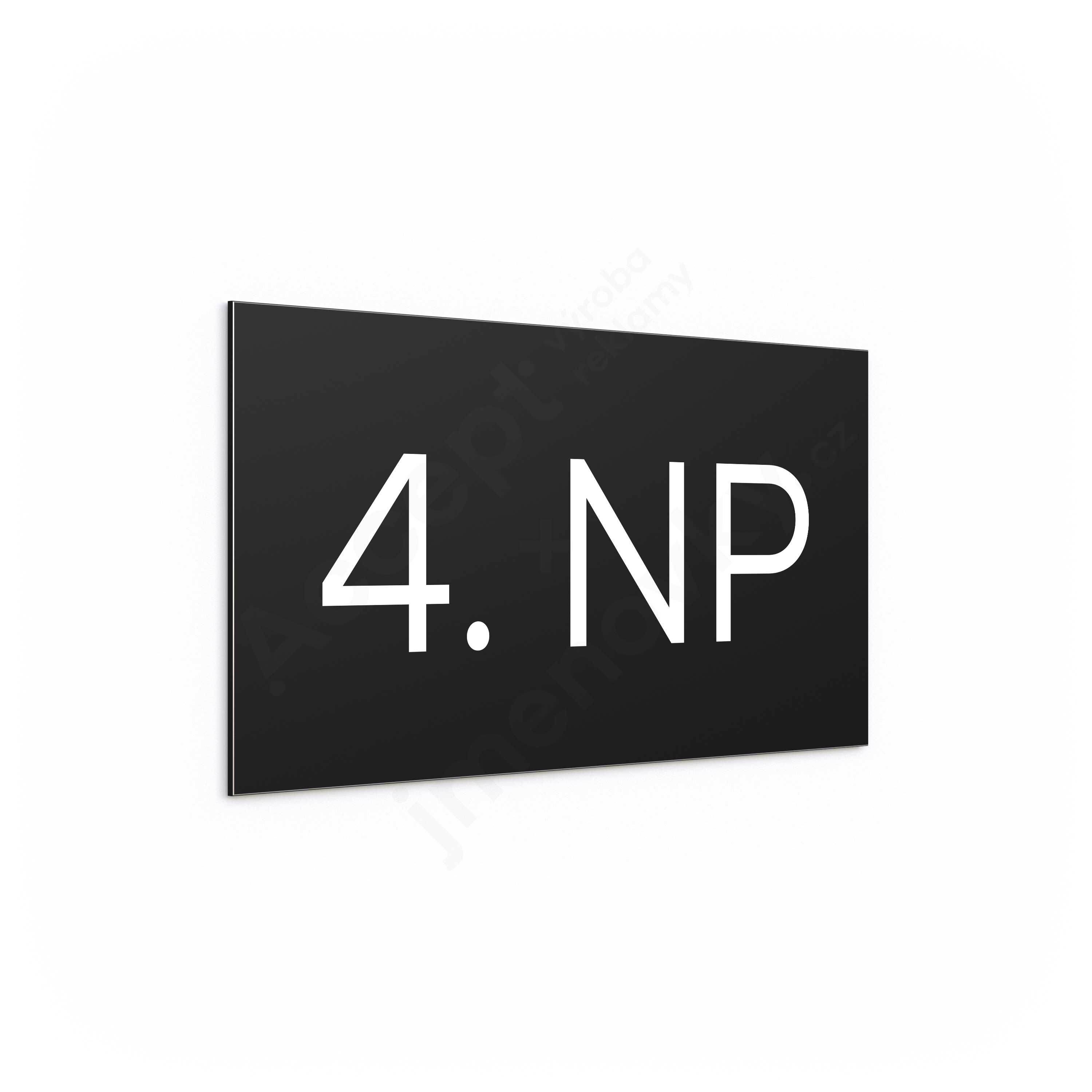 ACCEPT Označení podlaží "4. NP" (300 x 150 mm) - černá tabulka - bílý popis