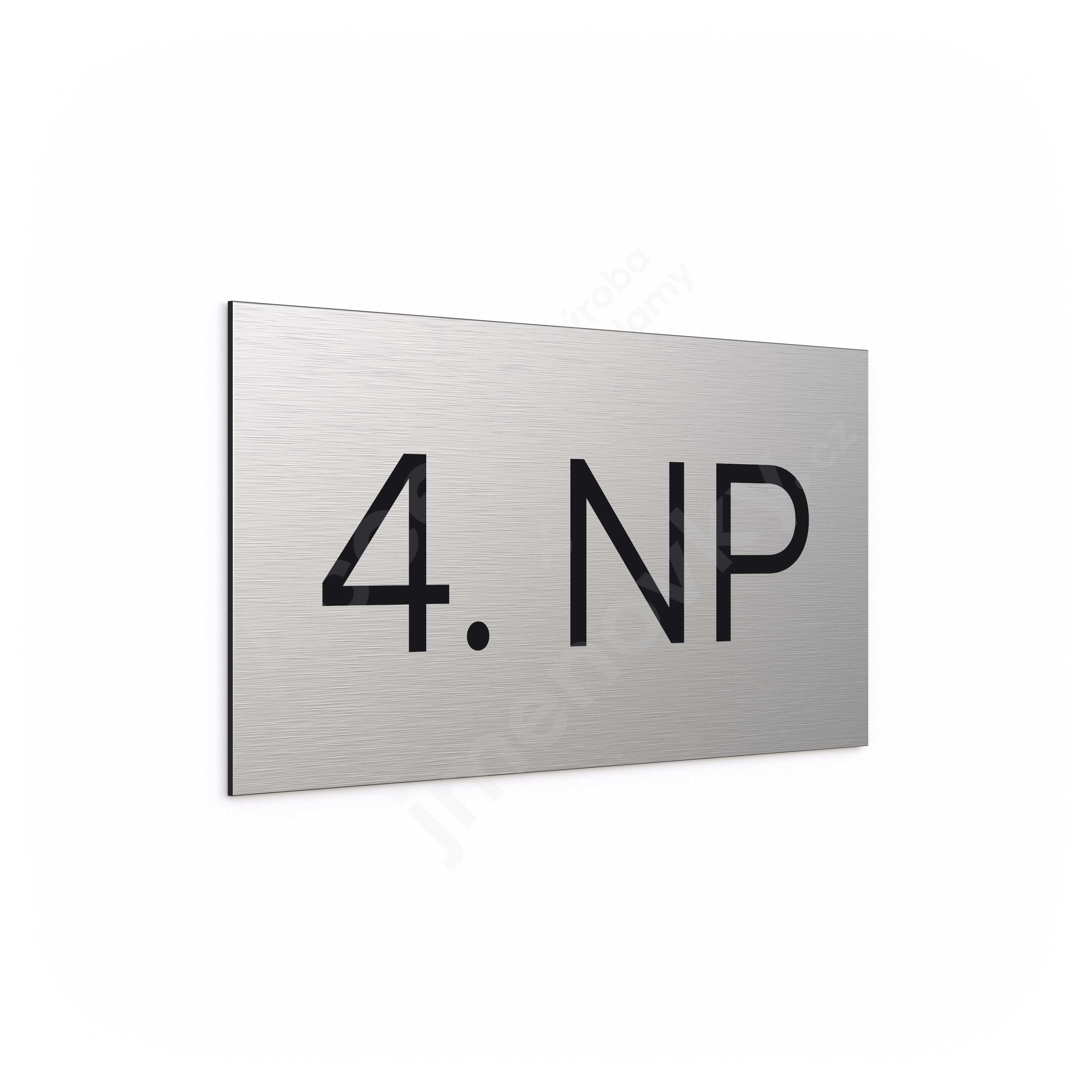 ACCEPT Označení podlaží "4. NP" (300 x 150 mm) - stříbrná tabulka - černý popis