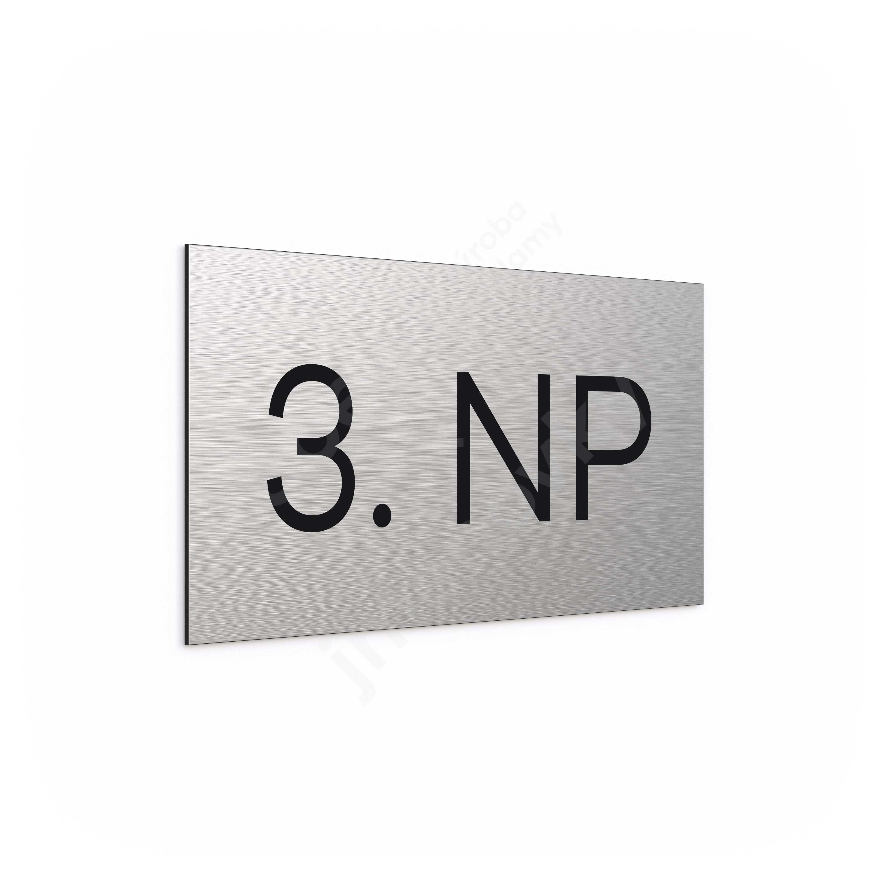 ACCEPT Označení podlaží "3. NP" (300 x 150 mm) - stříbrná tabulka - černý popis
