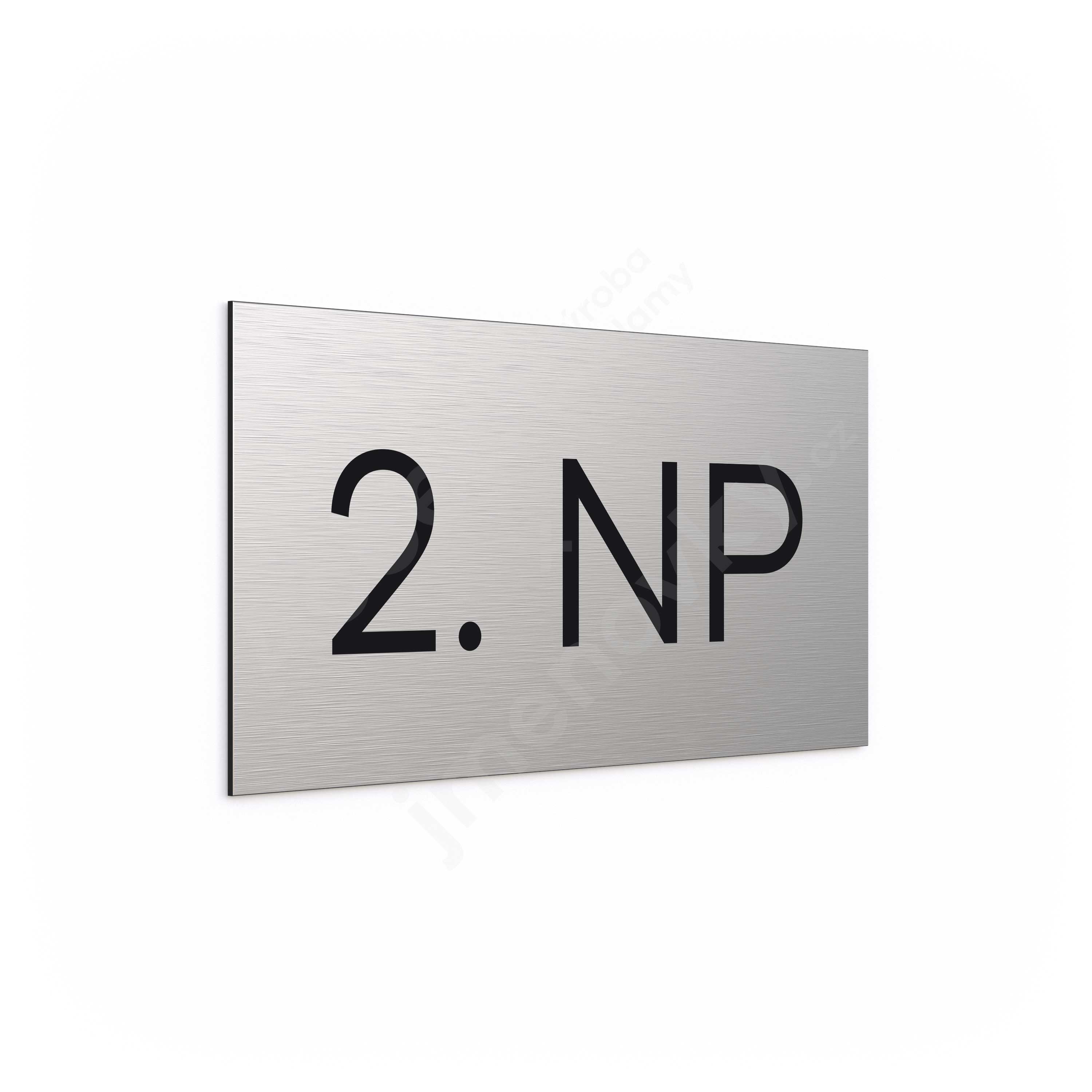ACCEPT Označení podlaží "2. NP" (300 x 150 mm) - stříbrná tabulka - černý popis