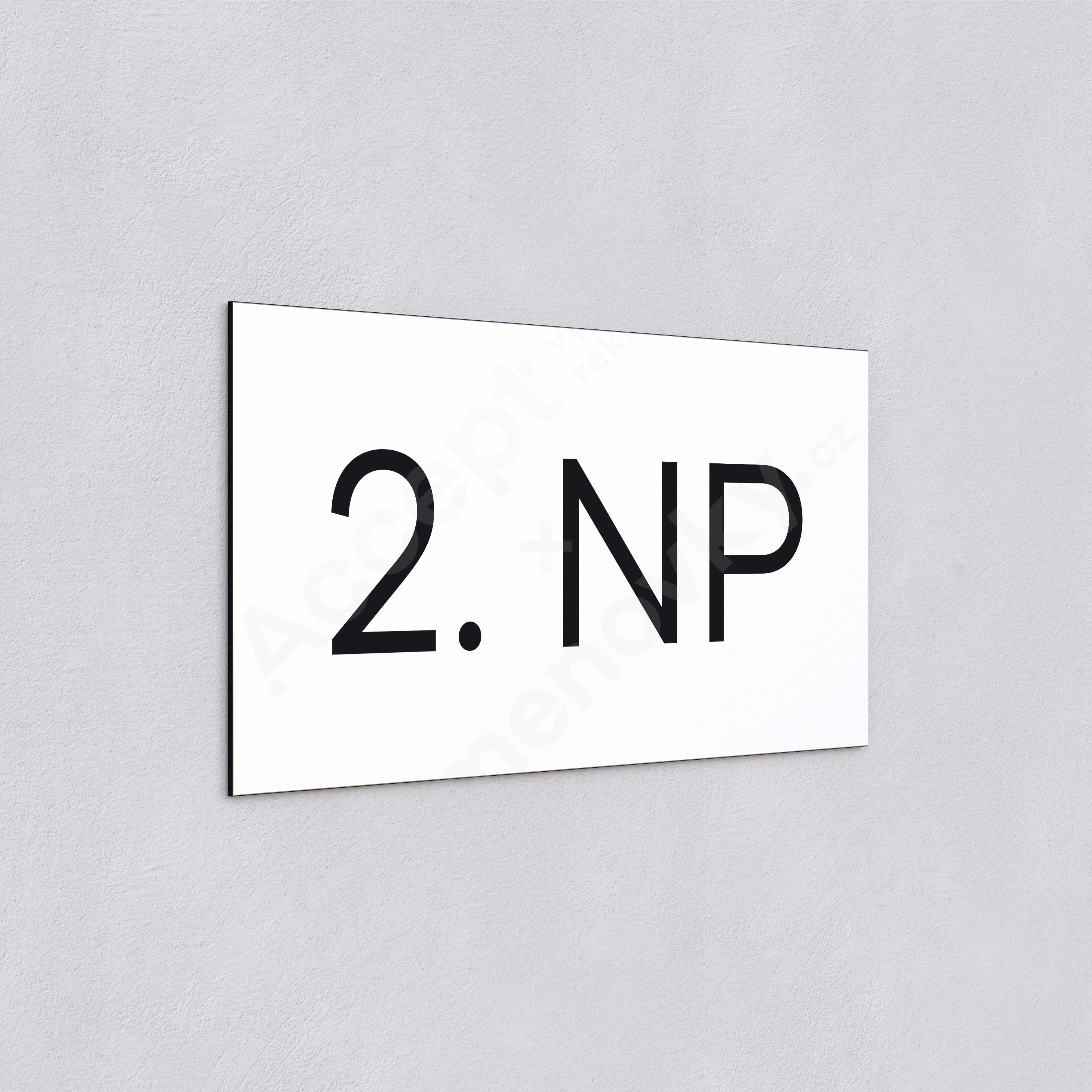 ACCEPT Označení podlaží "2. NP" (300 x 150 mm) - bílá tabulka - černý popis