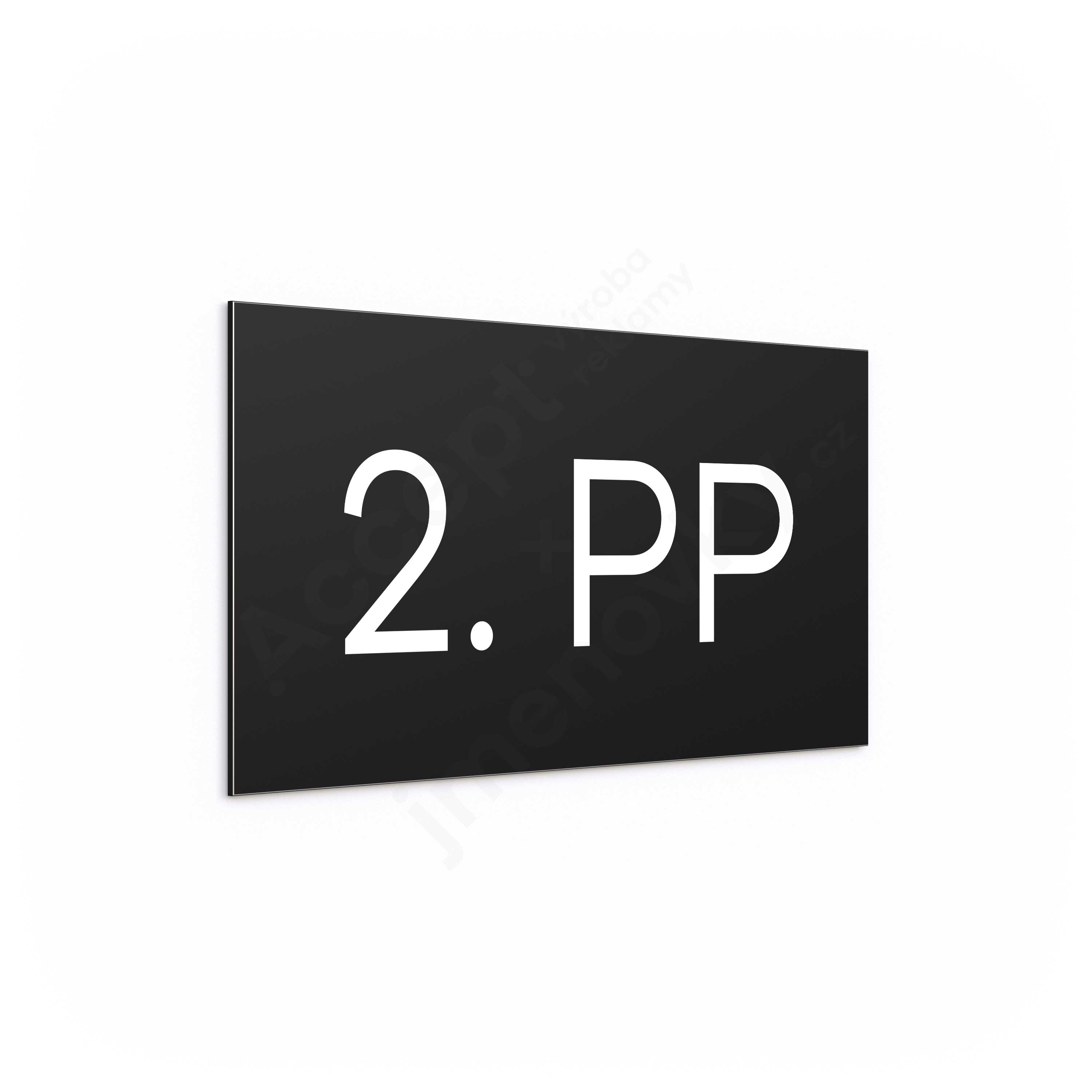 ACCEPT Označení podlaží "2. PP" (300 x 150 mm) - černá tabulka - bílý popis