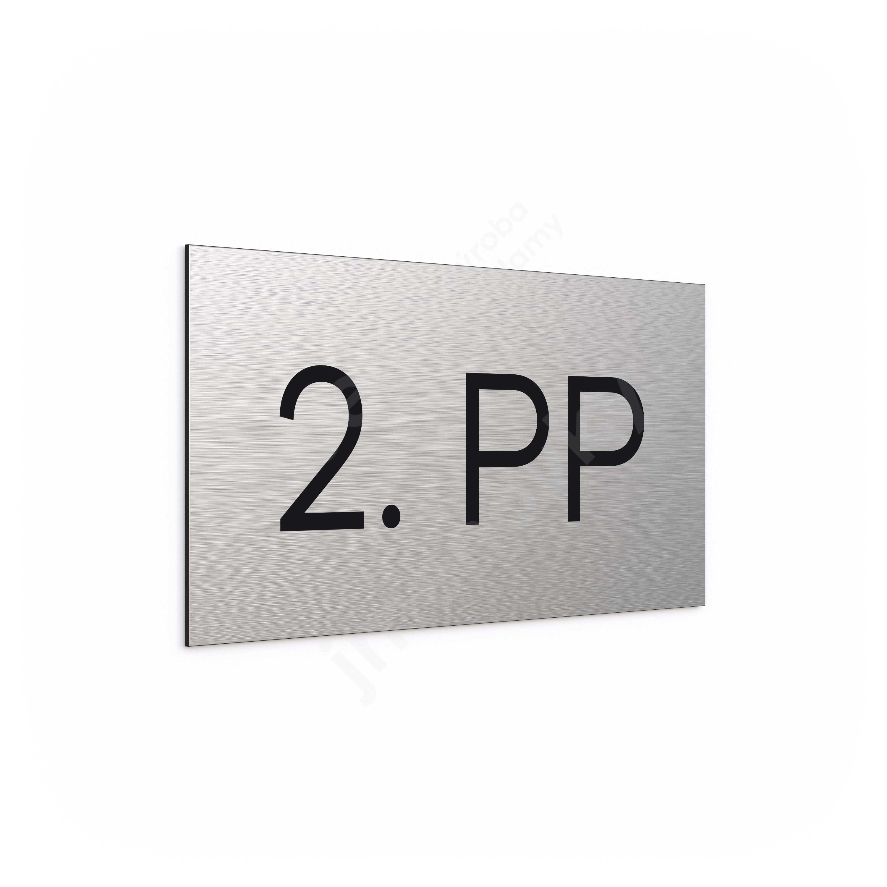 ACCEPT Označení podlaží "2. PP" (300 x 150 mm) - stříbrná tabulka - černý popis
