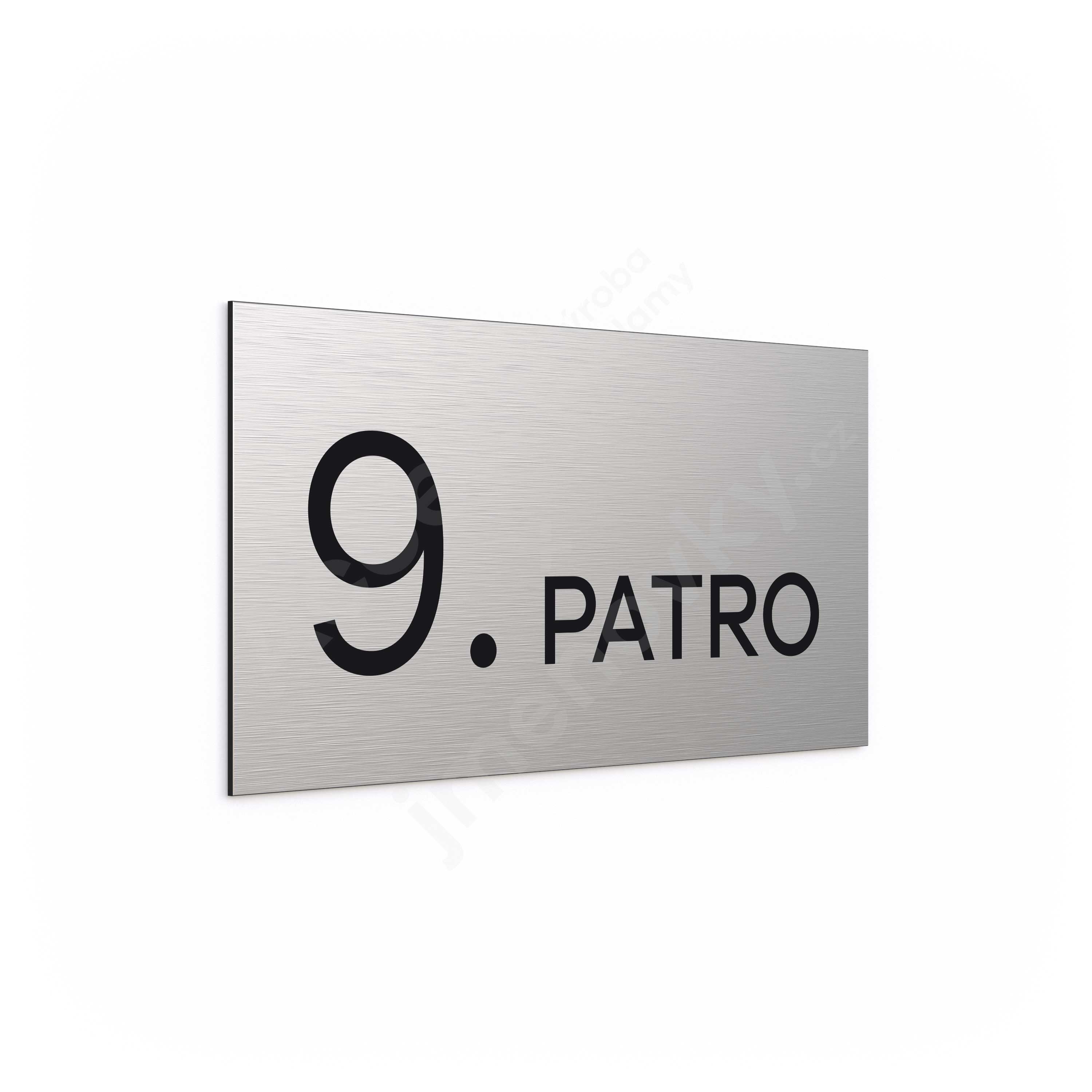 ACCEPT Označení podlaží "9. PATRO" (300 x 150 mm) - stříbrná tabulka - černý popis