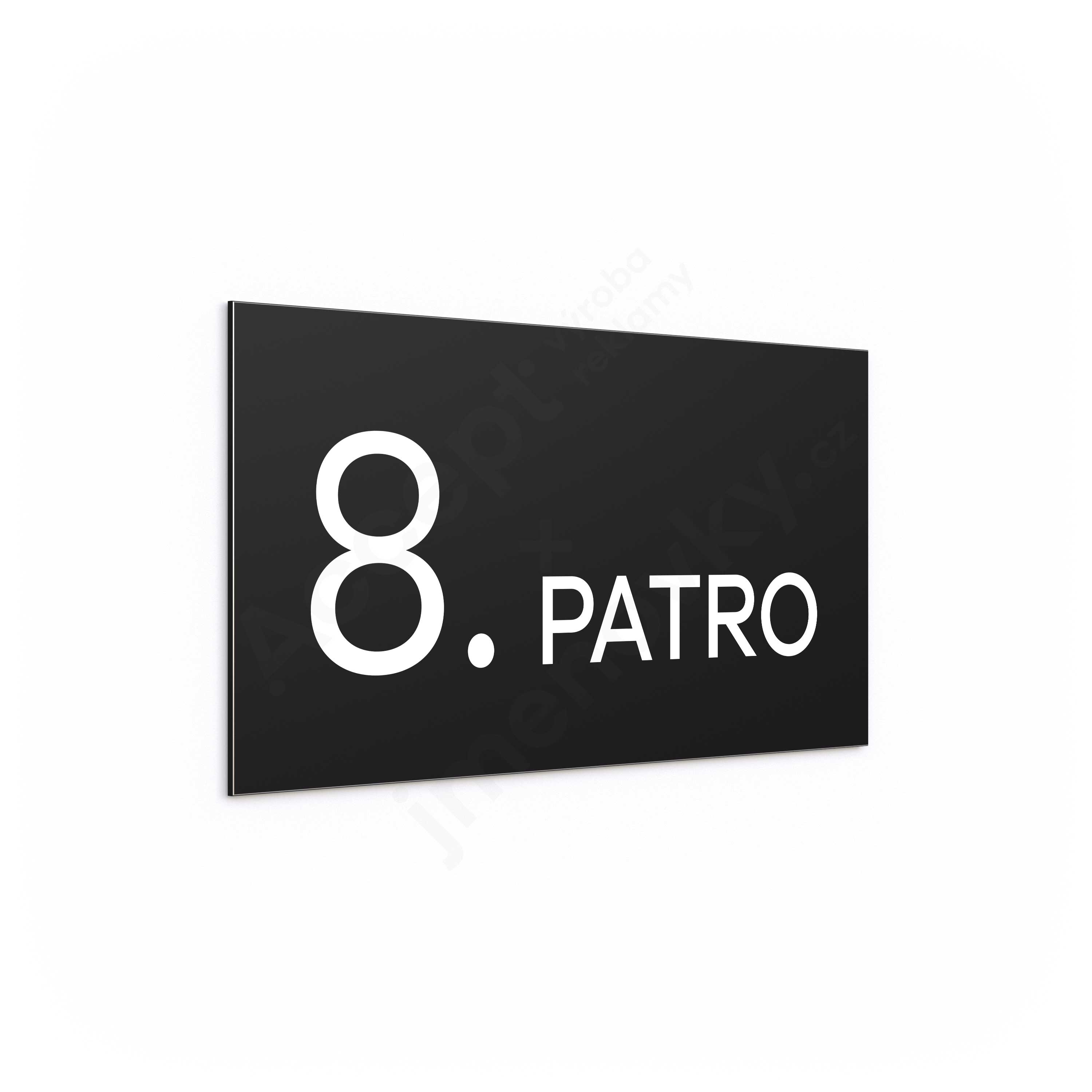 ACCEPT Označení podlaží "8. PATRO" (300 x 150 mm) - černá tabulka - bílý popis