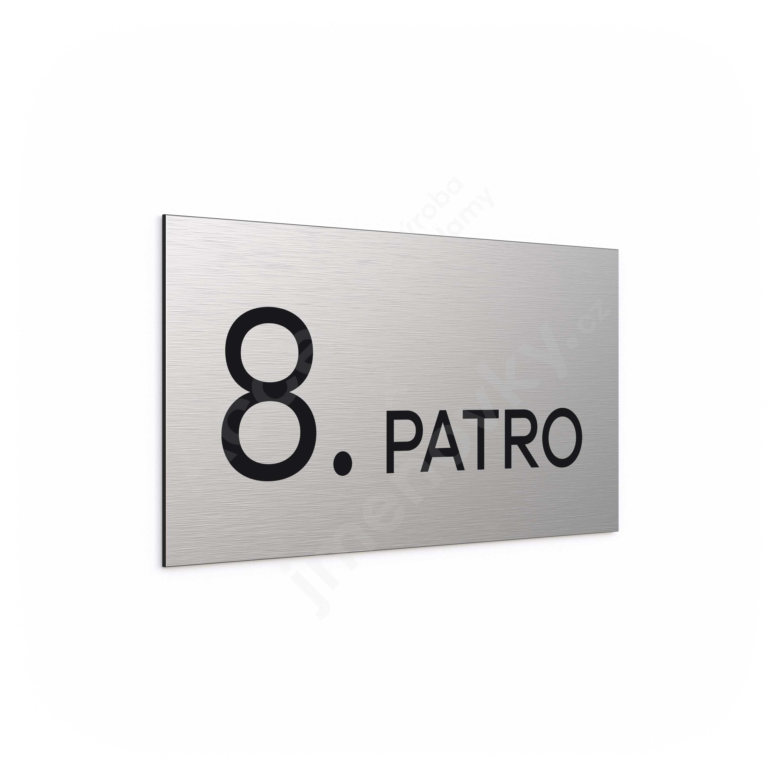 ACCEPT Označení podlaží "8. PATRO" (300 x 150 mm) - stříbrná tabulka - černý popis