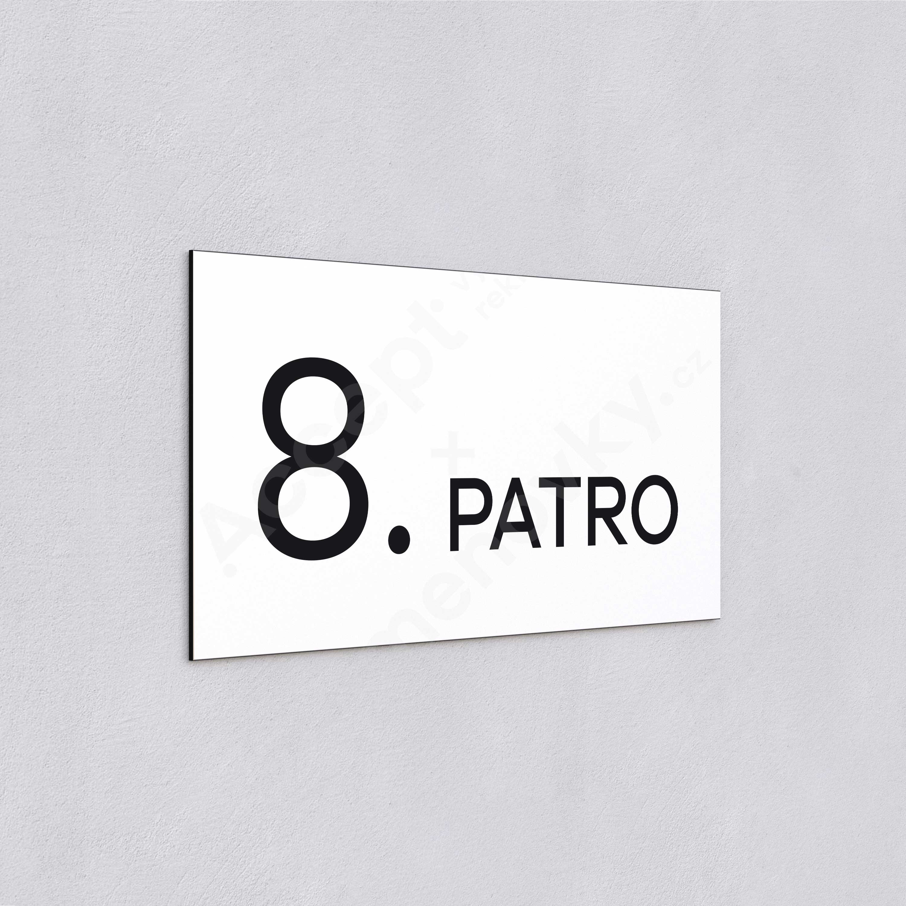 ACCEPT Označení podlaží "8. PATRO" (300 x 150 mm) - bílá tabulka - černý popis