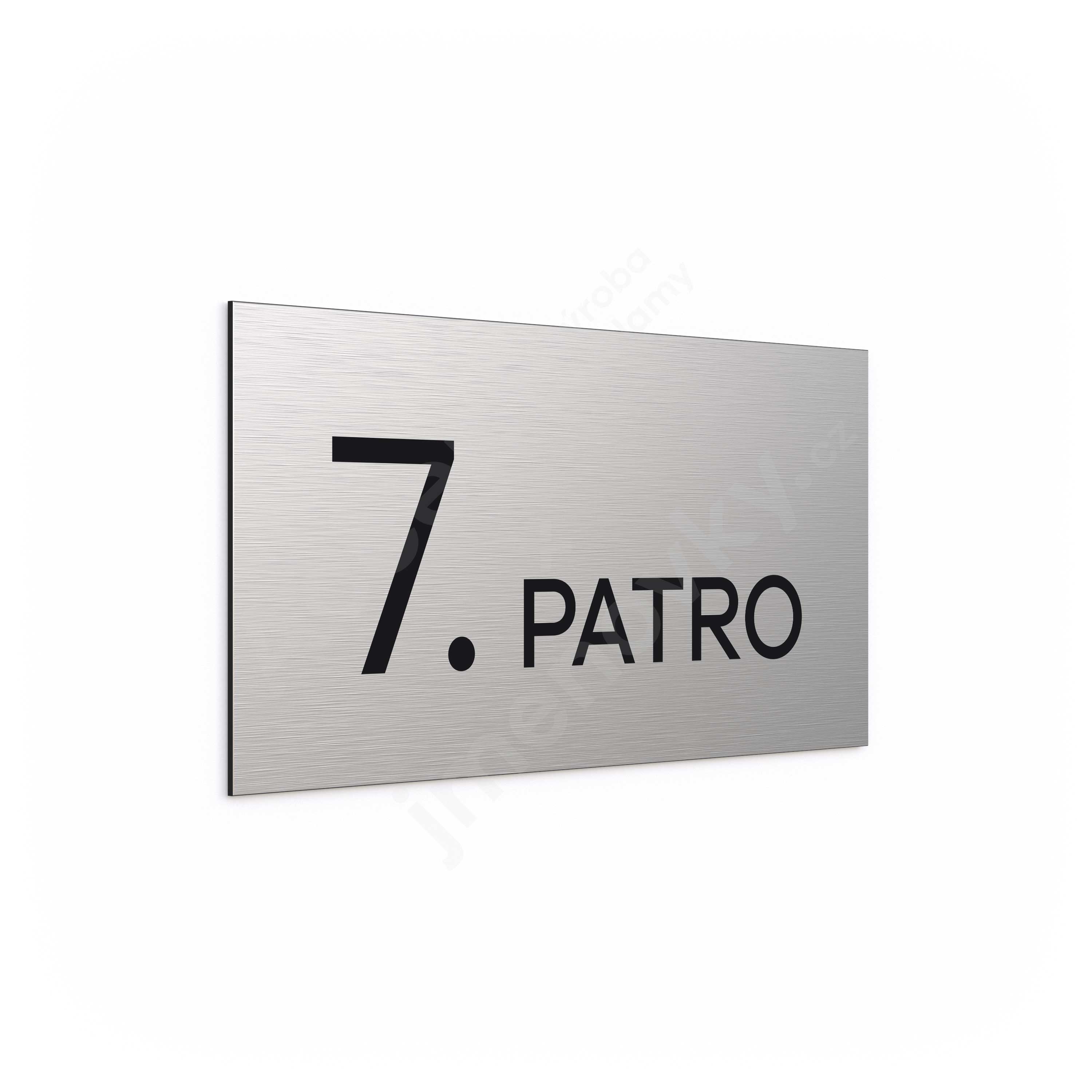 ACCEPT Označení podlaží "7. PATRO" (300 x 150 mm) - stříbrná tabulka - černý popis