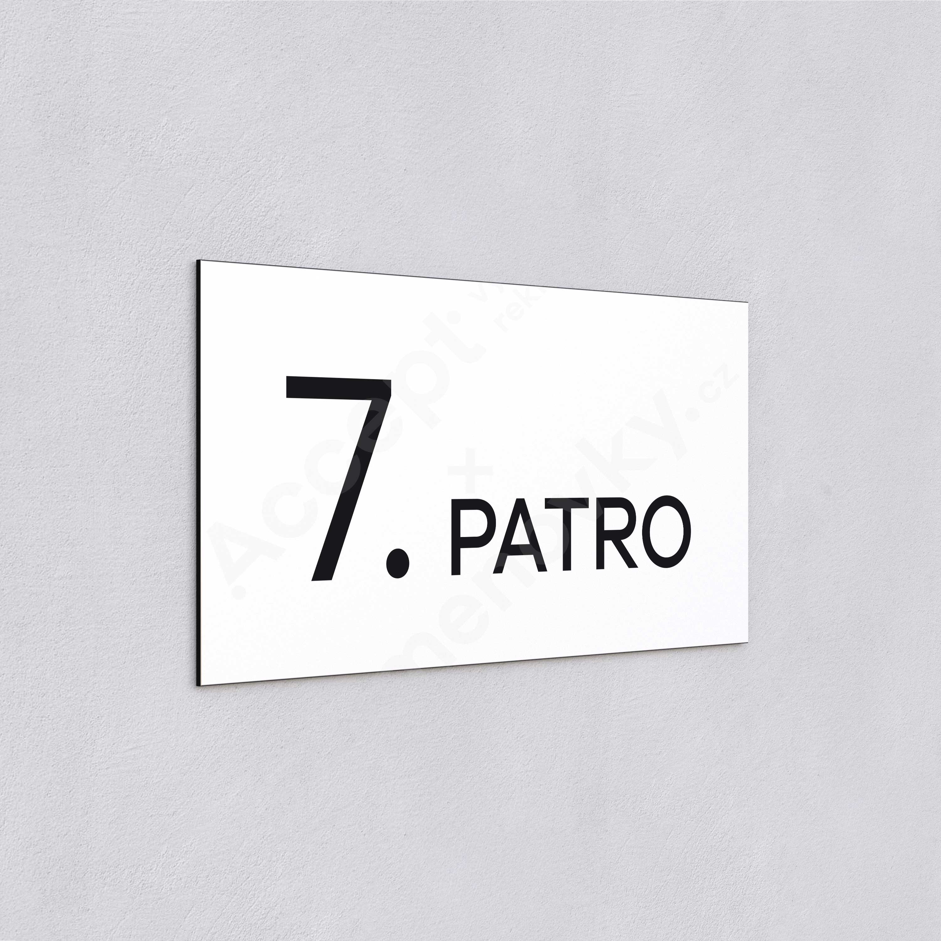 ACCEPT Označení podlaží "7. PATRO" (300 x 150 mm) - bílá tabulka - černý popis