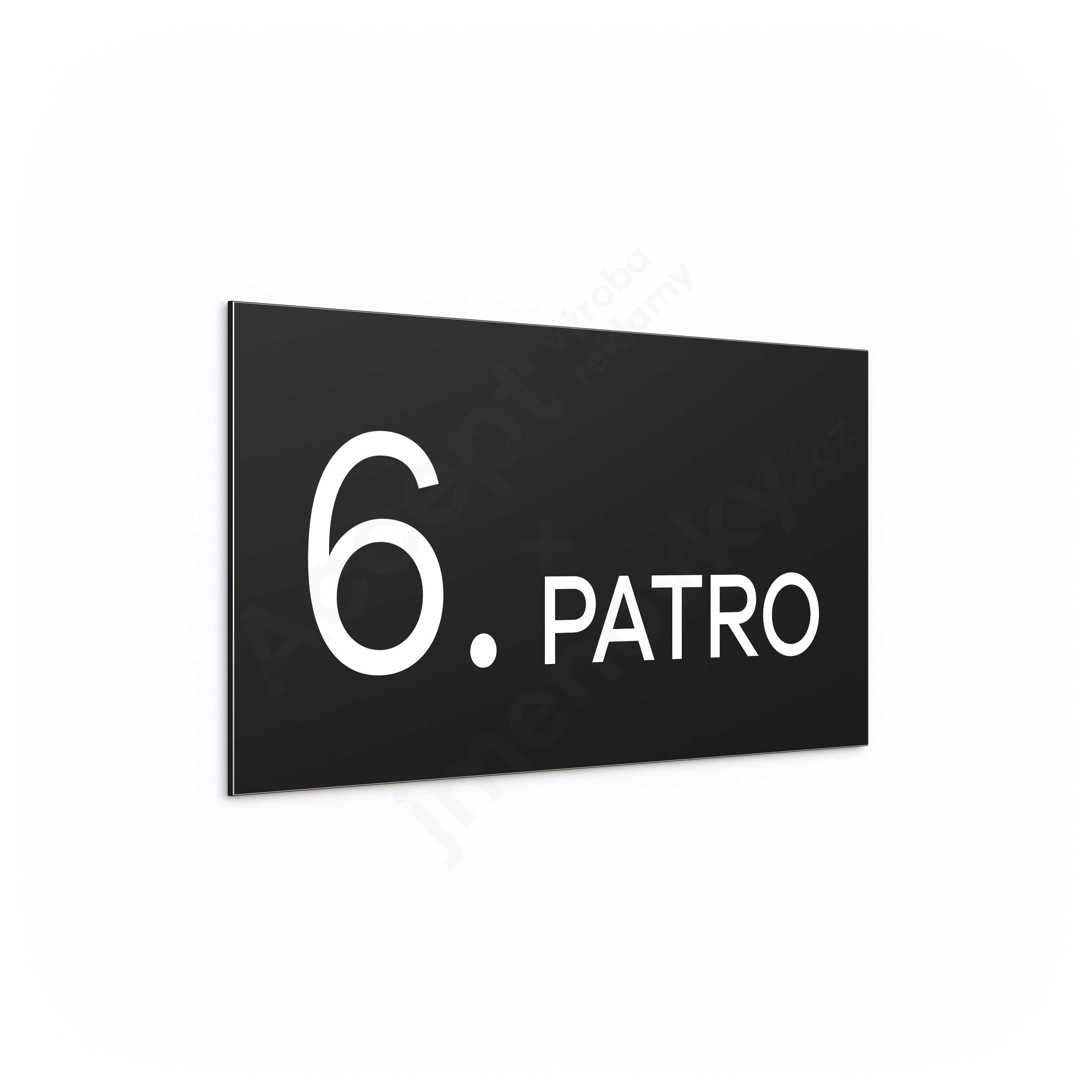 ACCEPT Označení podlaží "6. PATRO" (300 x 150 mm) - černá tabulka - bílý popis