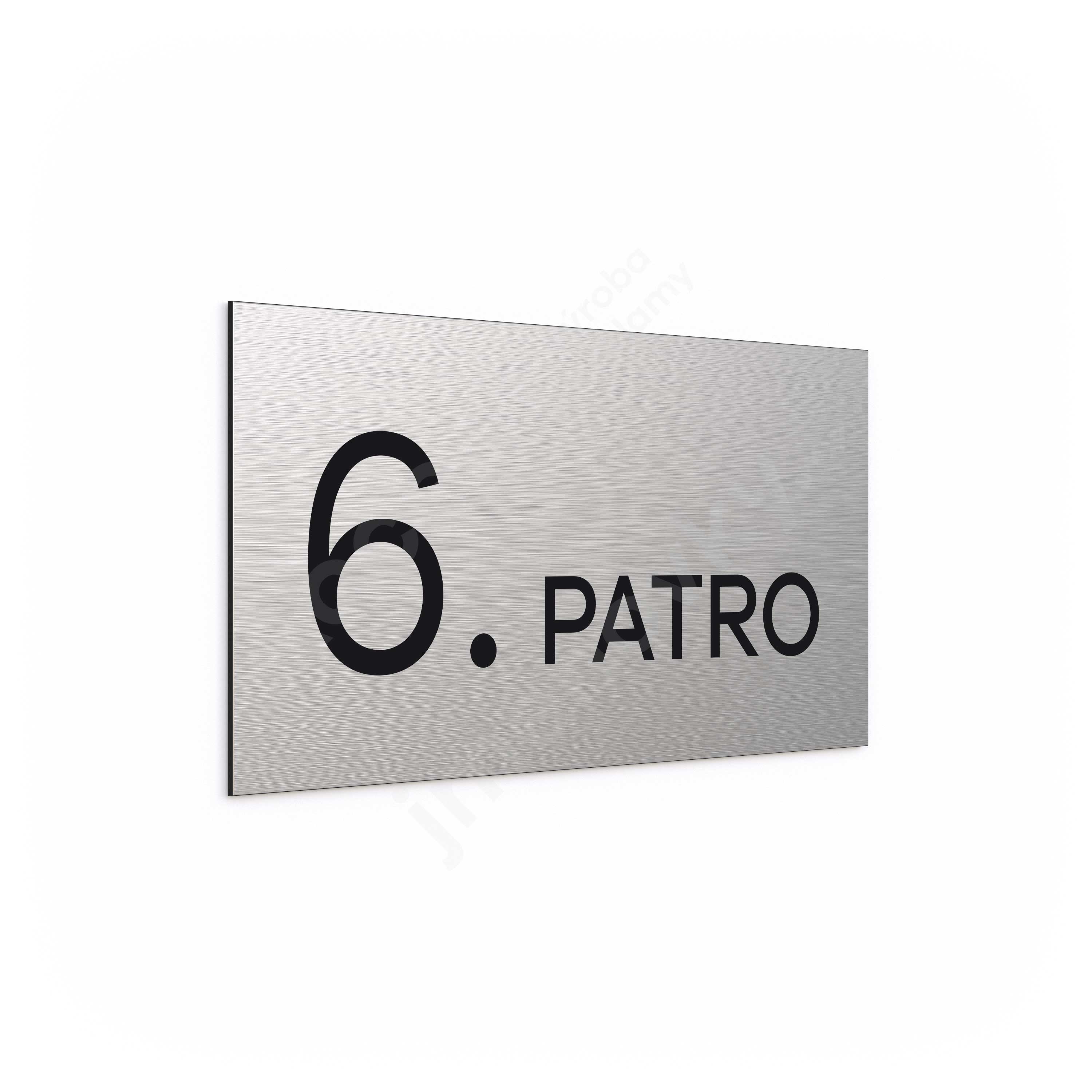 ACCEPT Označení podlaží "6. PATRO" (300 x 150 mm) - stříbrná tabulka - černý popis
