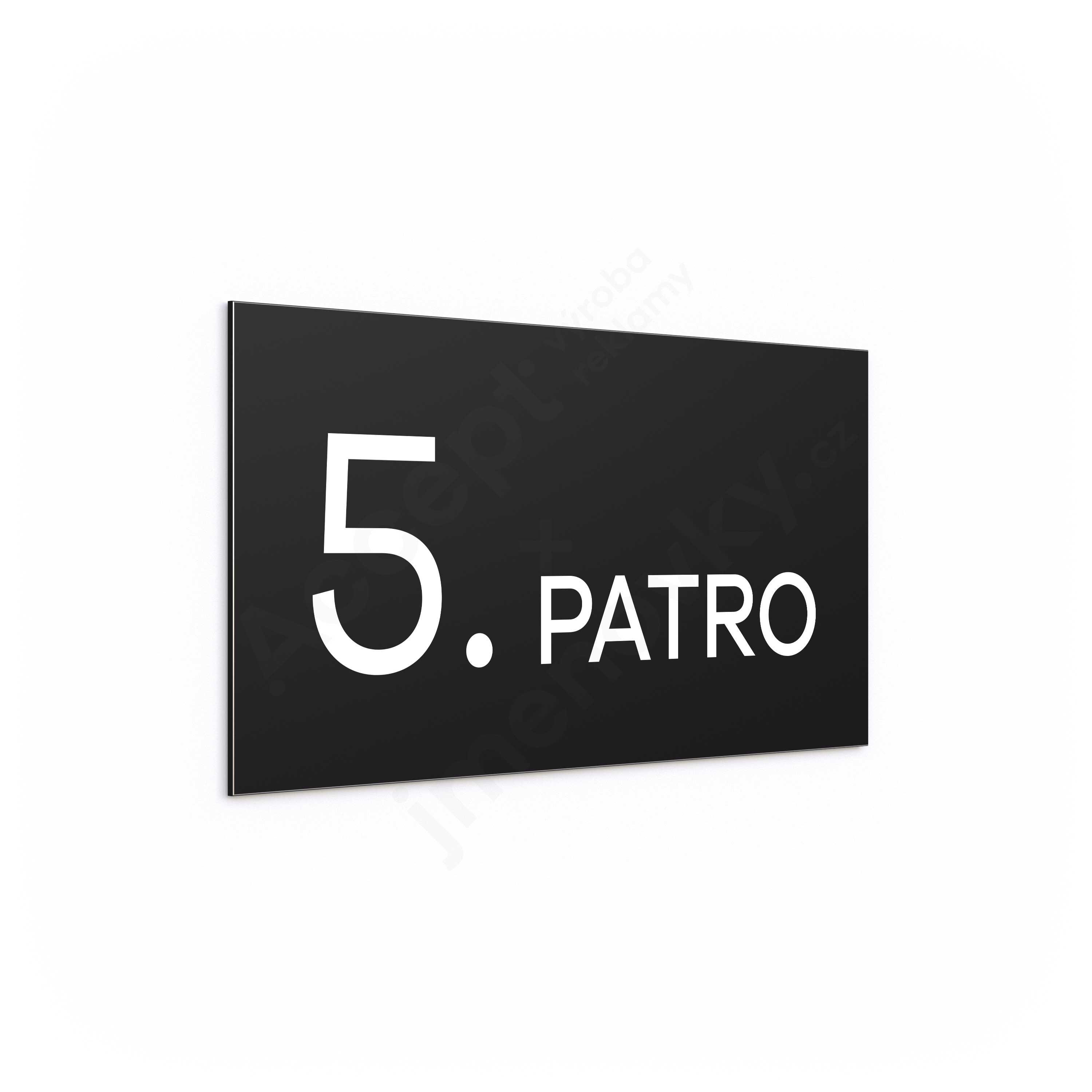 ACCEPT Označení podlaží "5. PATRO" (300 x 150 mm) - černá tabulka - bílý popis