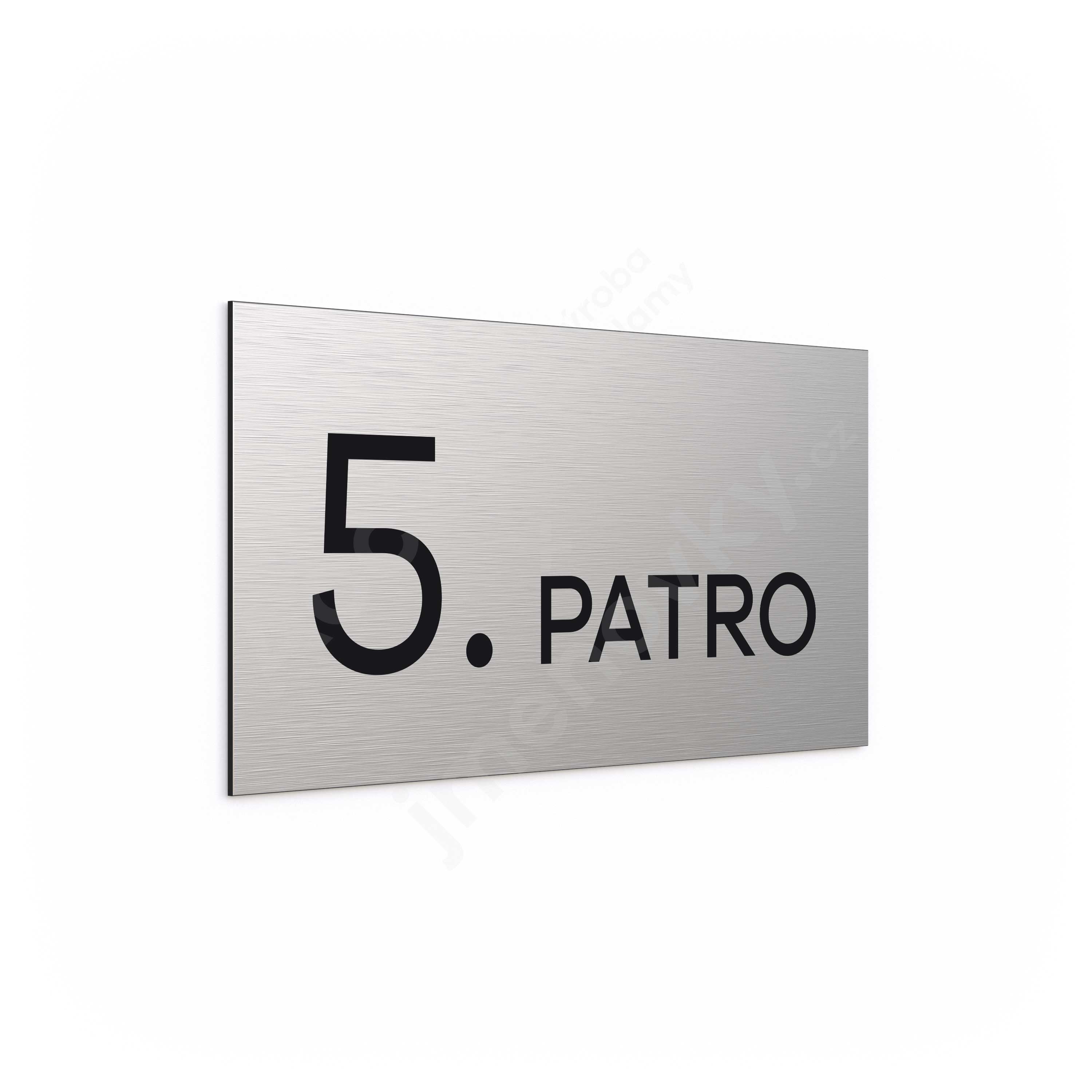 ACCEPT Označení podlaží "5. PATRO" (300 x 150 mm) - stříbrná tabulka - černý popis