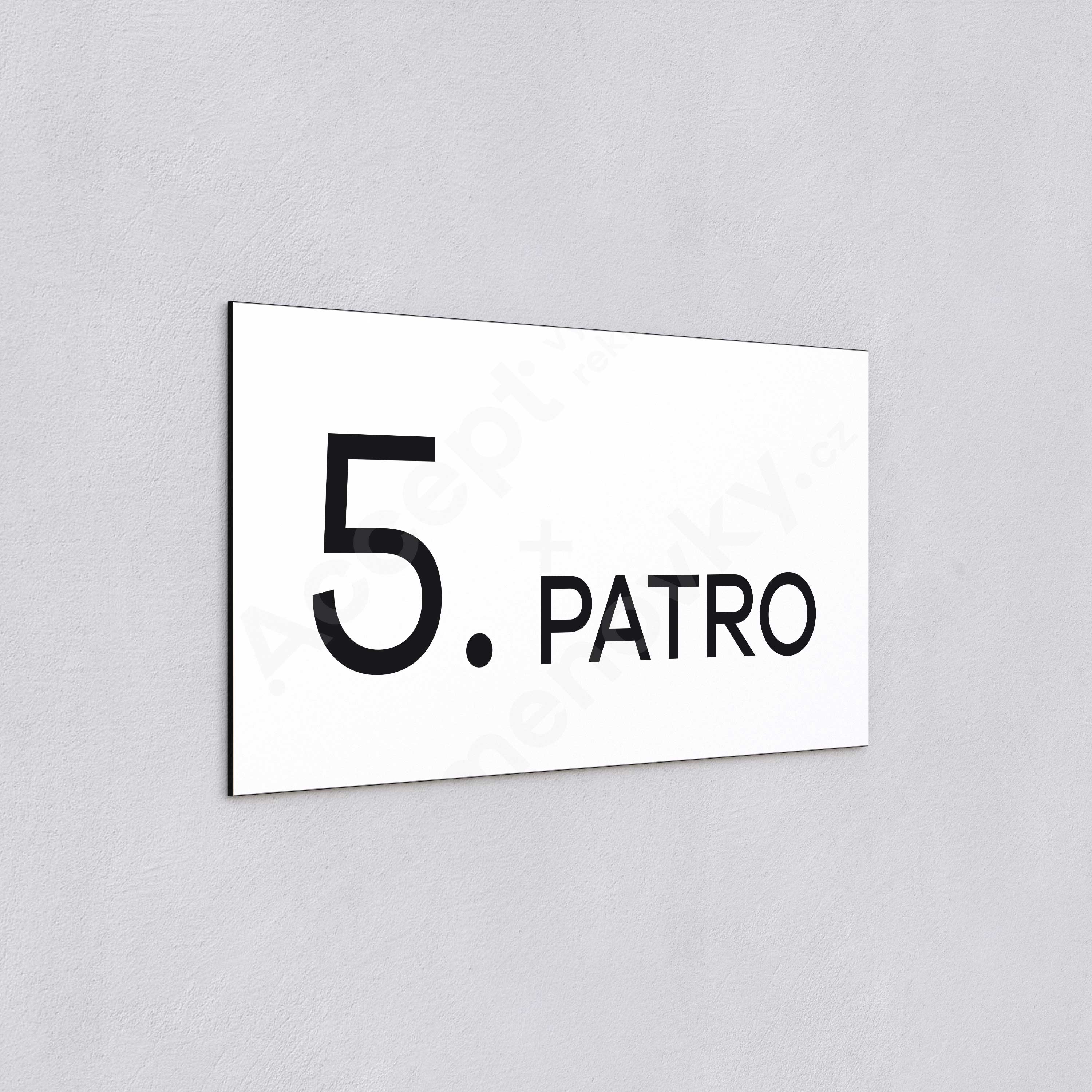 ACCEPT Označení podlaží "5. PATRO" (300 x 150 mm) - bílá tabulka - černý popis