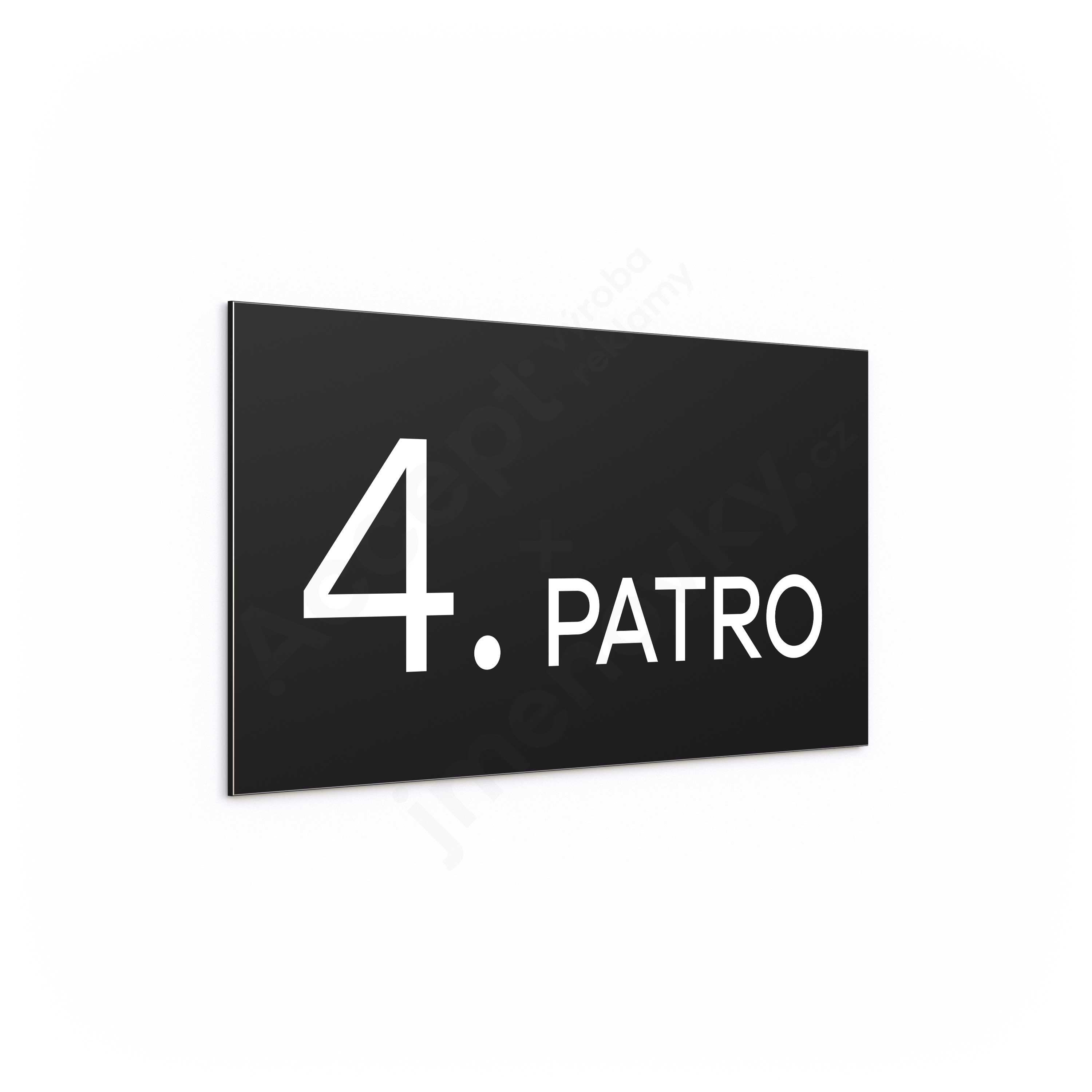 ACCEPT Označení podlaží "4. PATRO" (300 x 150 mm) - černá tabulka - bílý popis