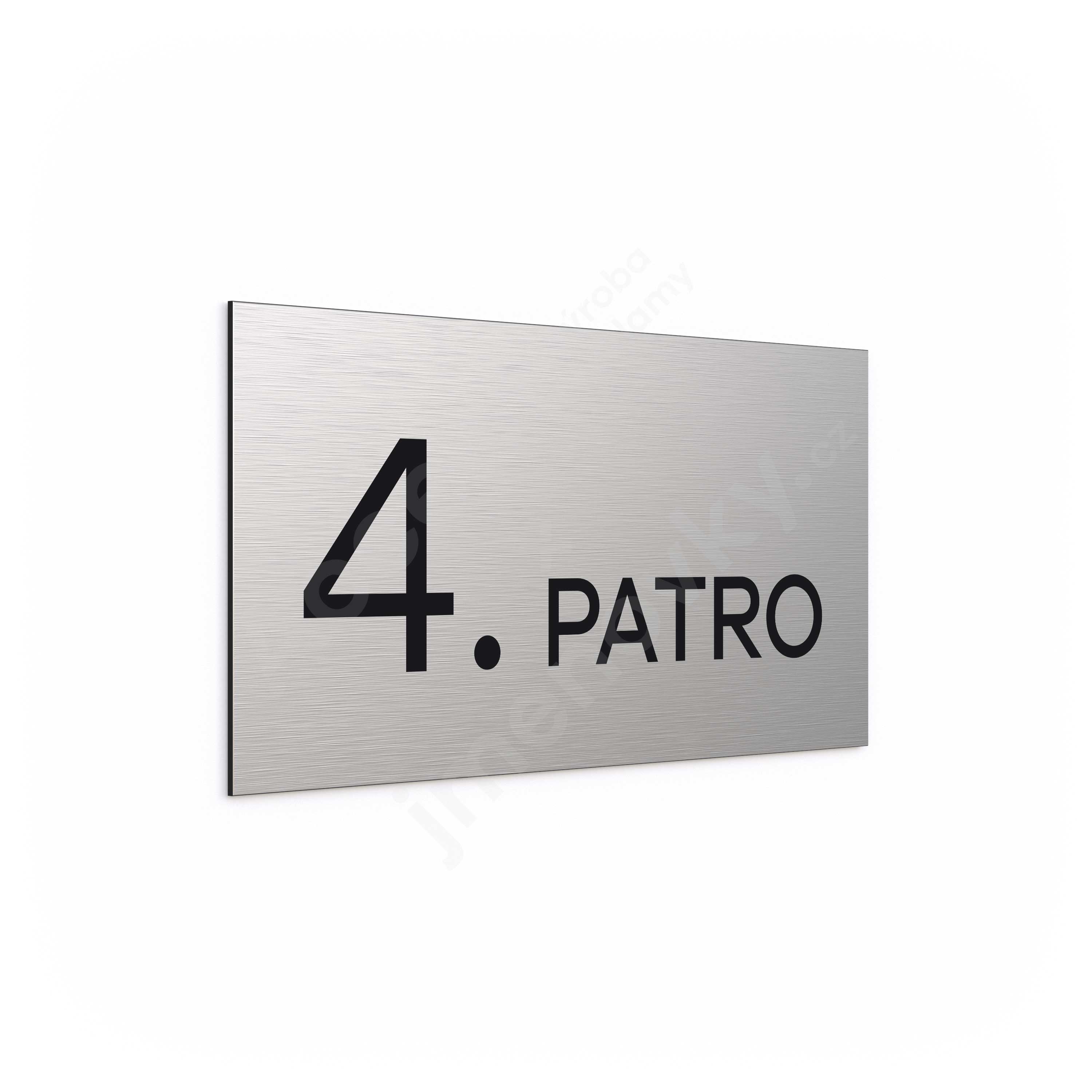 ACCEPT Označení podlaží "4. PATRO" (300 x 150 mm) - stříbrná tabulka - černý popis