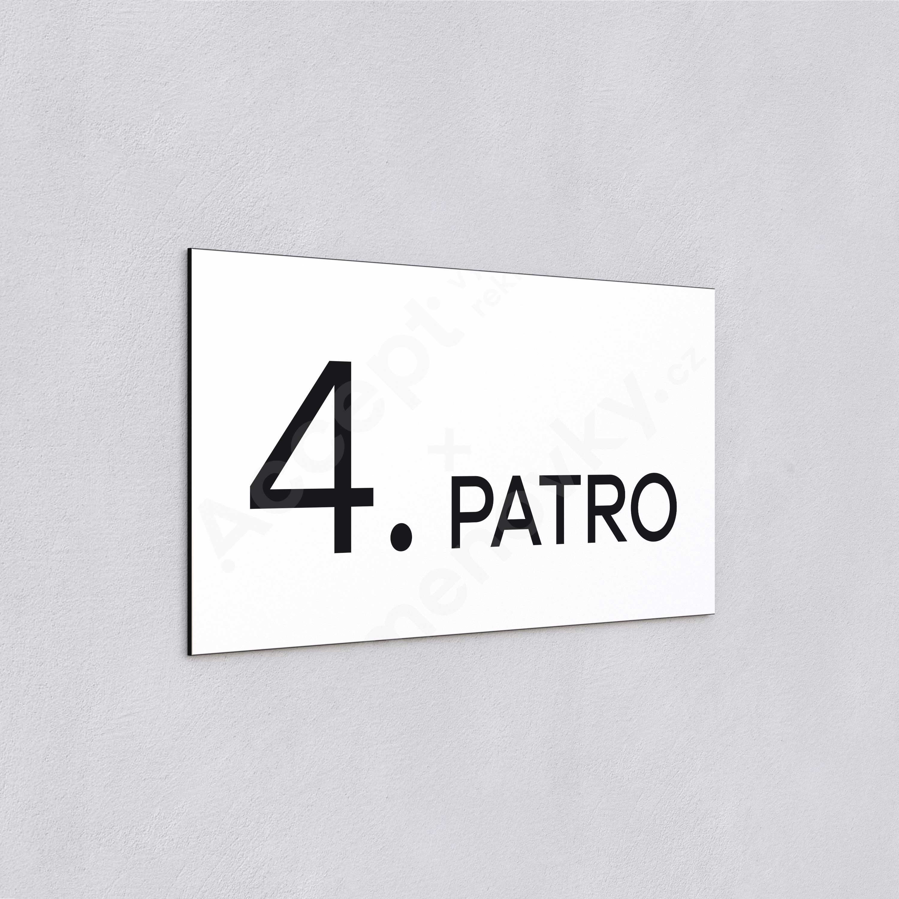 ACCEPT Označení podlaží "4. PATRO" (300 x 150 mm) - bílá tabulka - černý popis