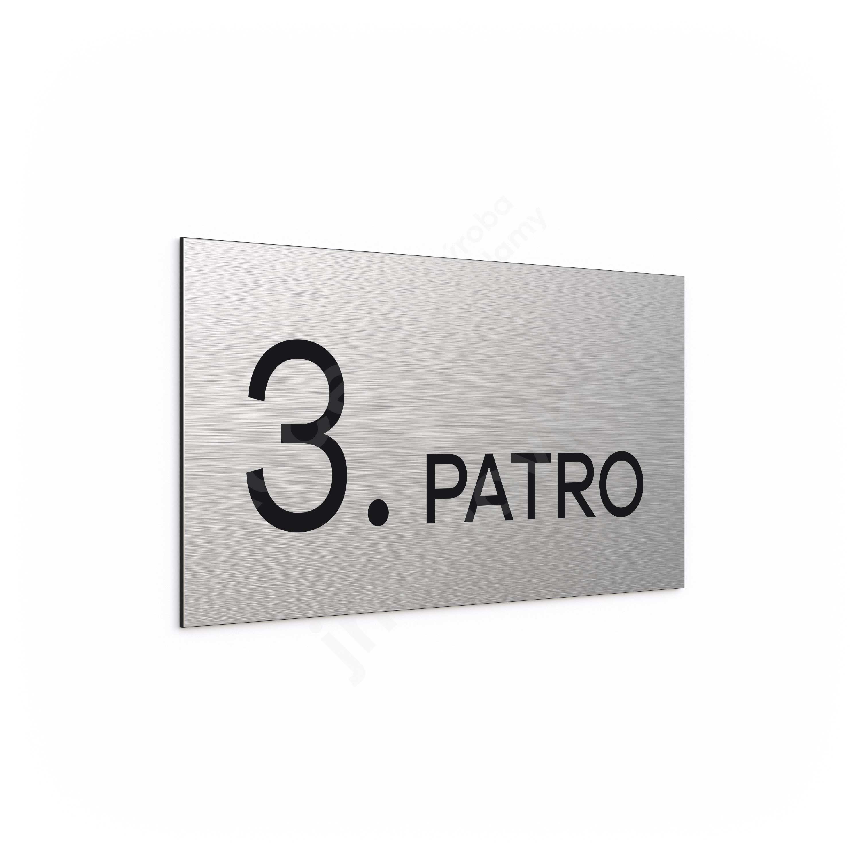 ACCEPT Označení podlaží "3. PATRO" (300 x 150 mm) - stříbrná tabulka - černý popis