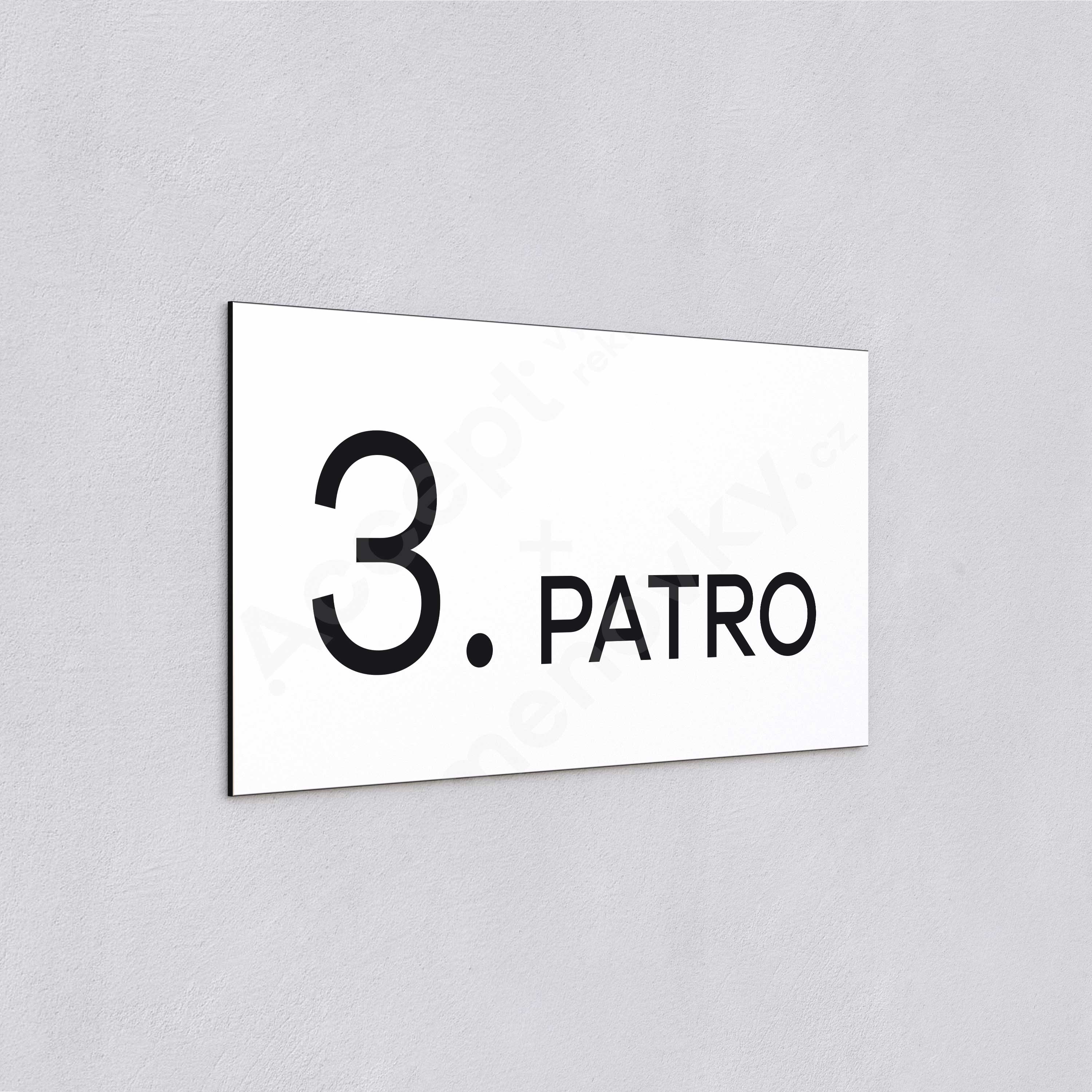 ACCEPT Označení podlaží "3. PATRO" (300 x 150 mm) - bílá tabulka - černý popis