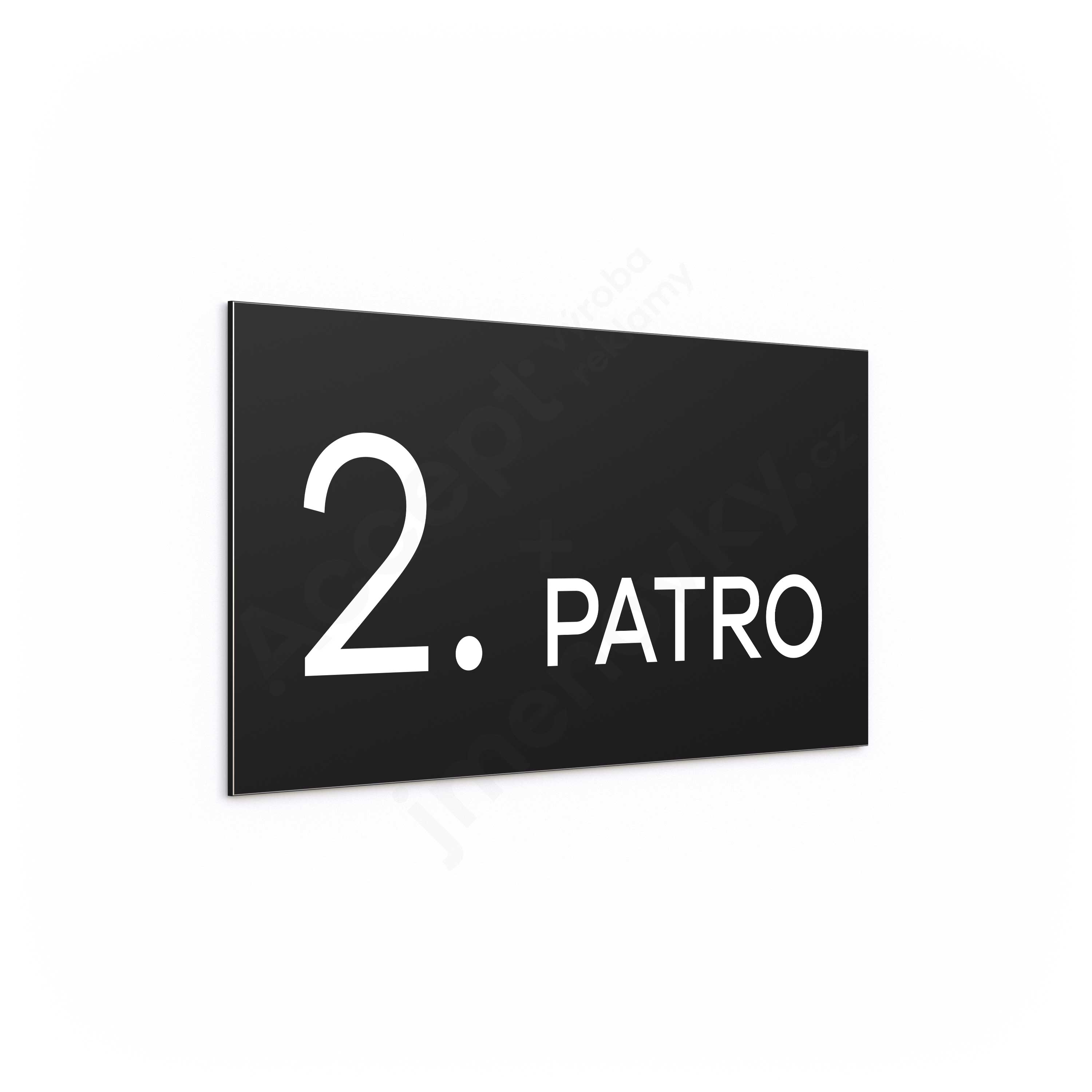 ACCEPT Označení podlaží "2. PATRO" (300 x 150 mm) - černá tabulka - bílý popis