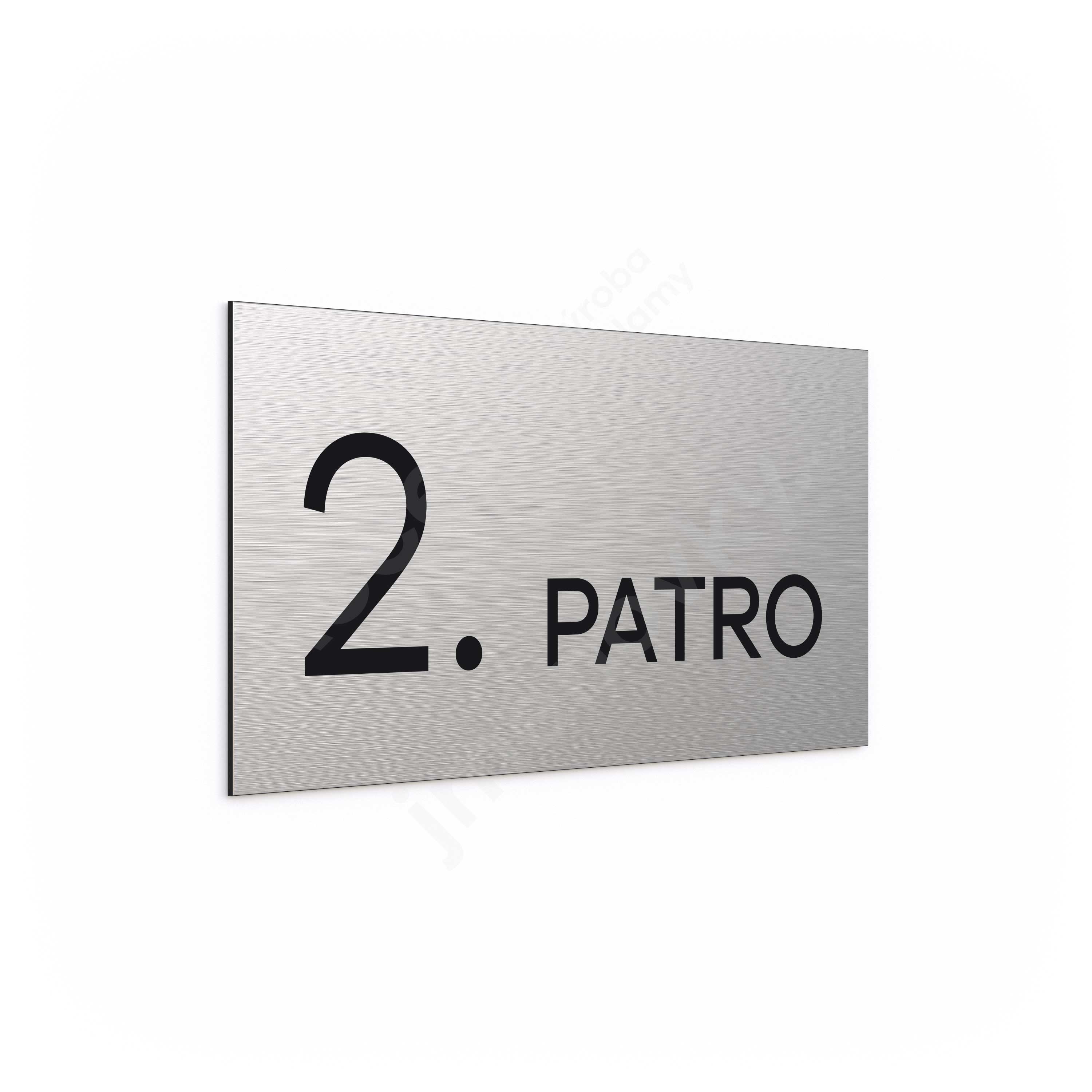 ACCEPT Označení podlaží "2. PATRO" (300 x 150 mm) - stříbrná tabulka - černý popis