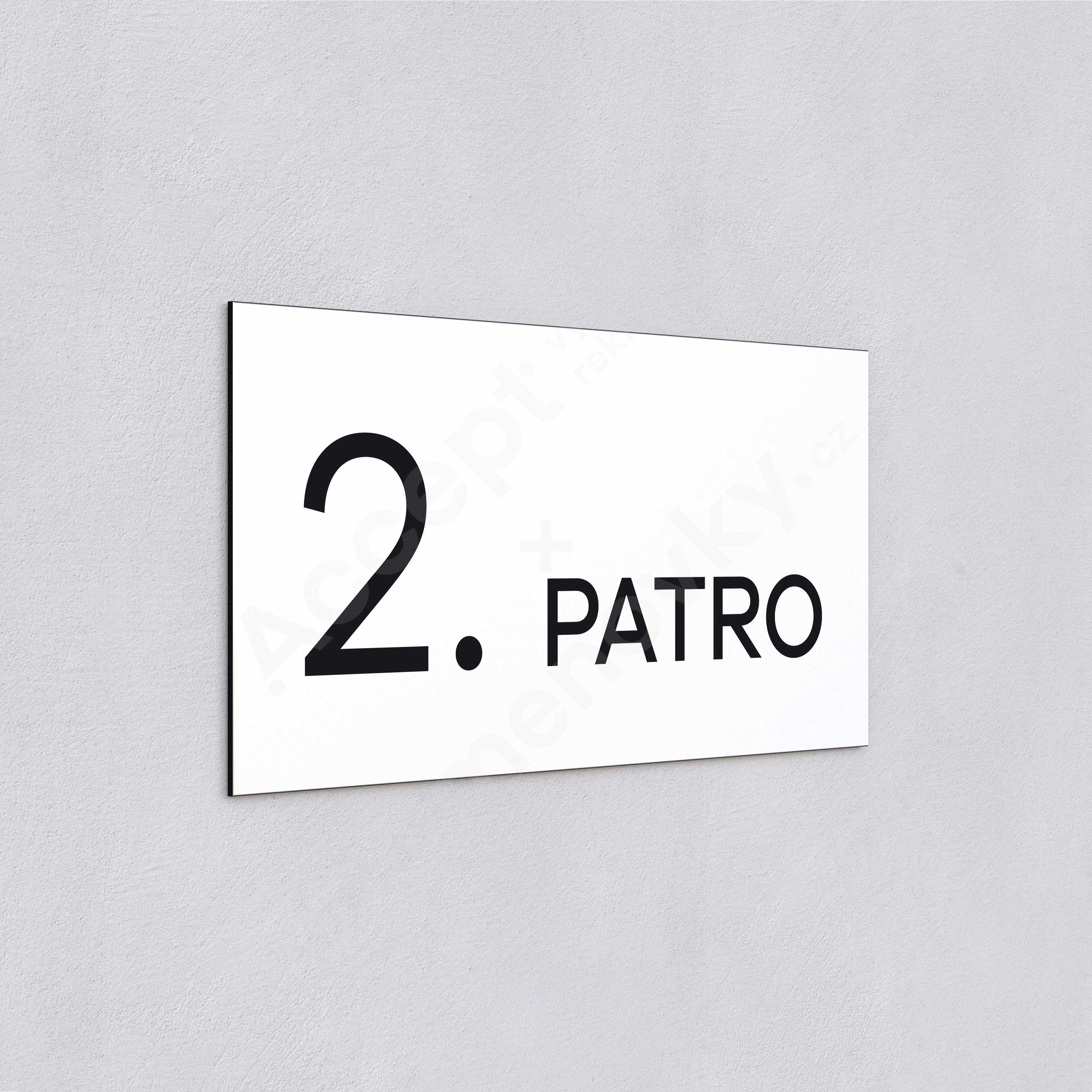 ACCEPT Označení podlaží "2. PATRO" (300 x 150 mm) - bílá tabulka - černý popis