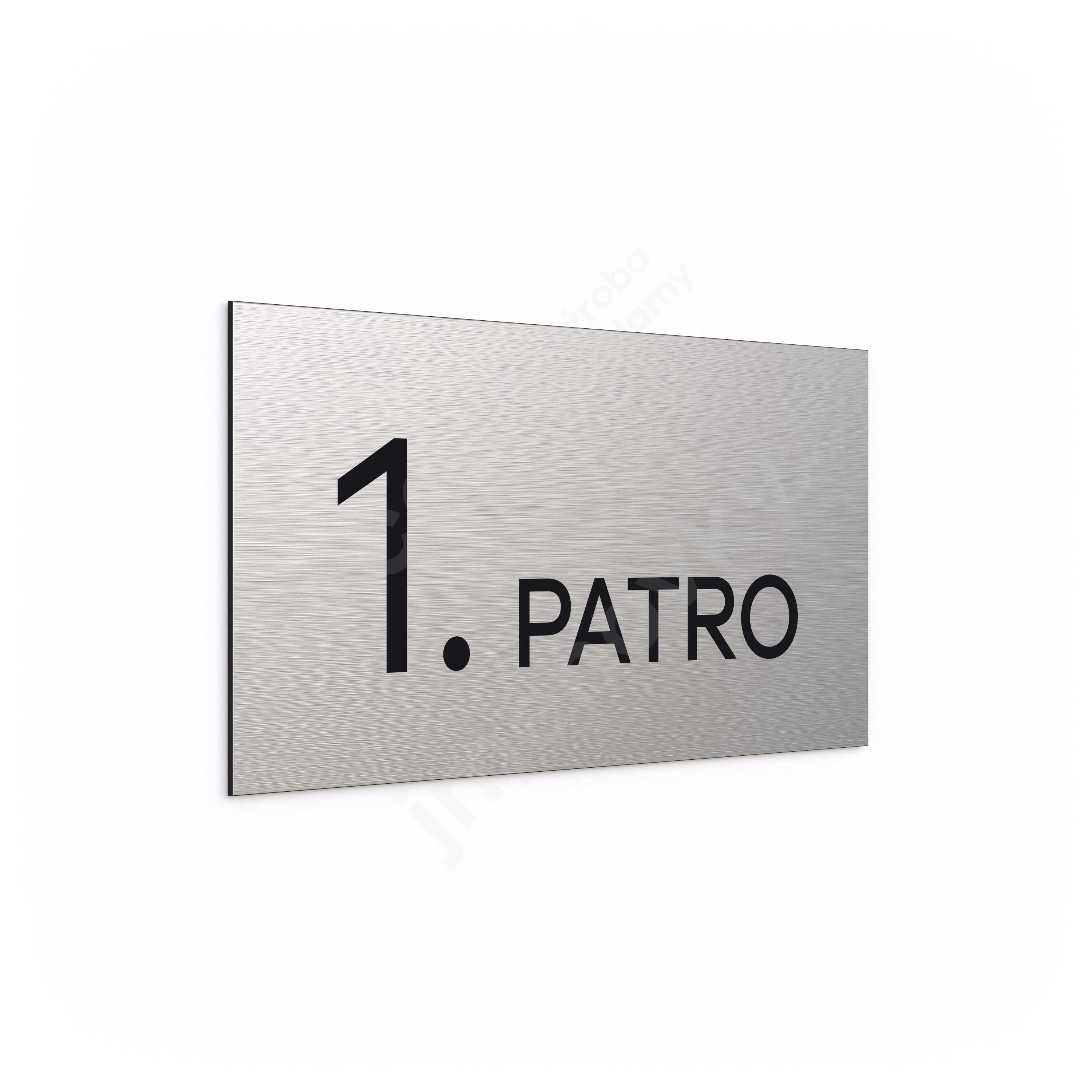 ACCEPT Označení podlaží "1. PATRO" (300 x 150 mm) - stříbrná tabulka - černý popis