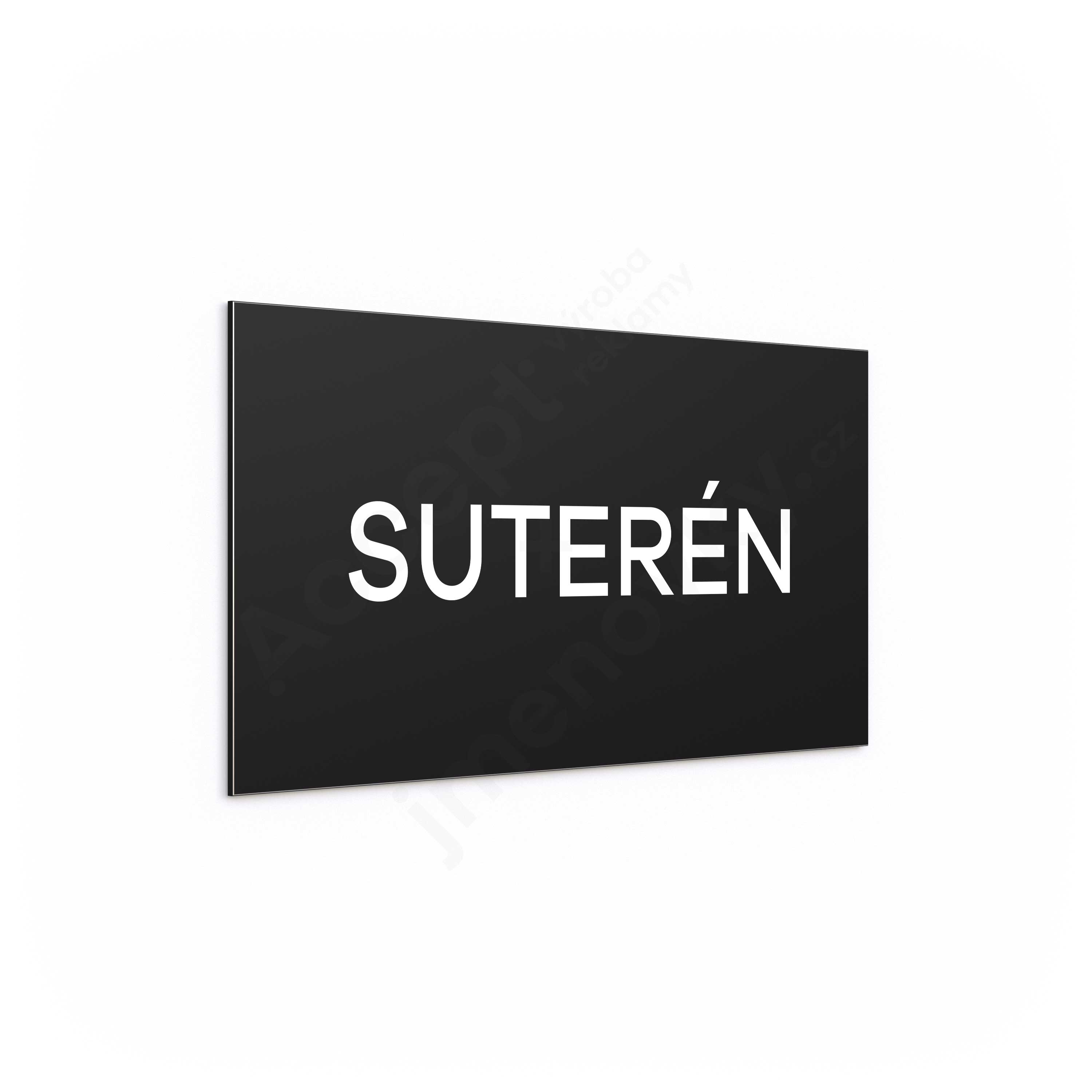 ACCEPT Označení podlaží "SUTERÉN" (300 x 150 mm) - černá tabulka - bílý popis