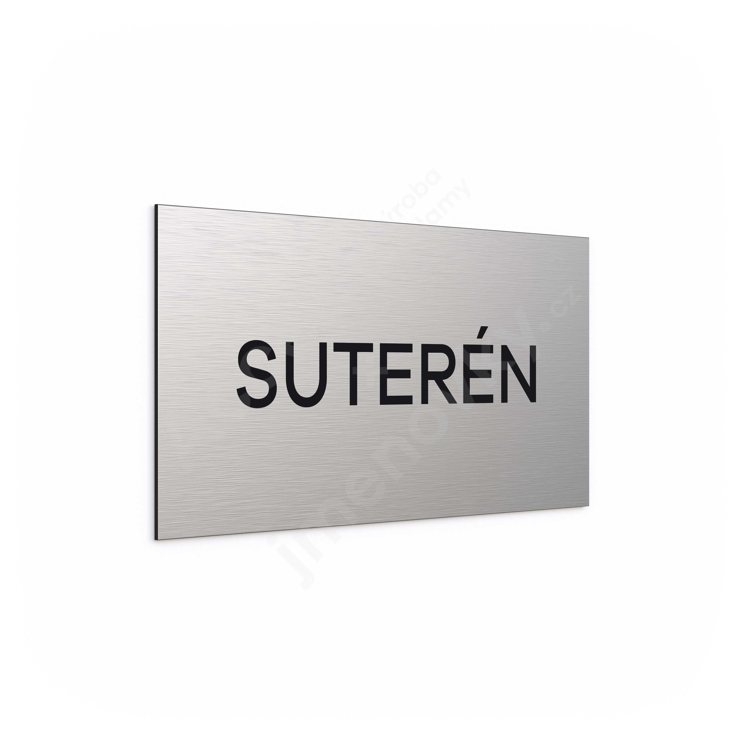 ACCEPT Označení podlaží "SUTERÉN" (300 x 150 mm) - stříbrná tabulka - černý popis