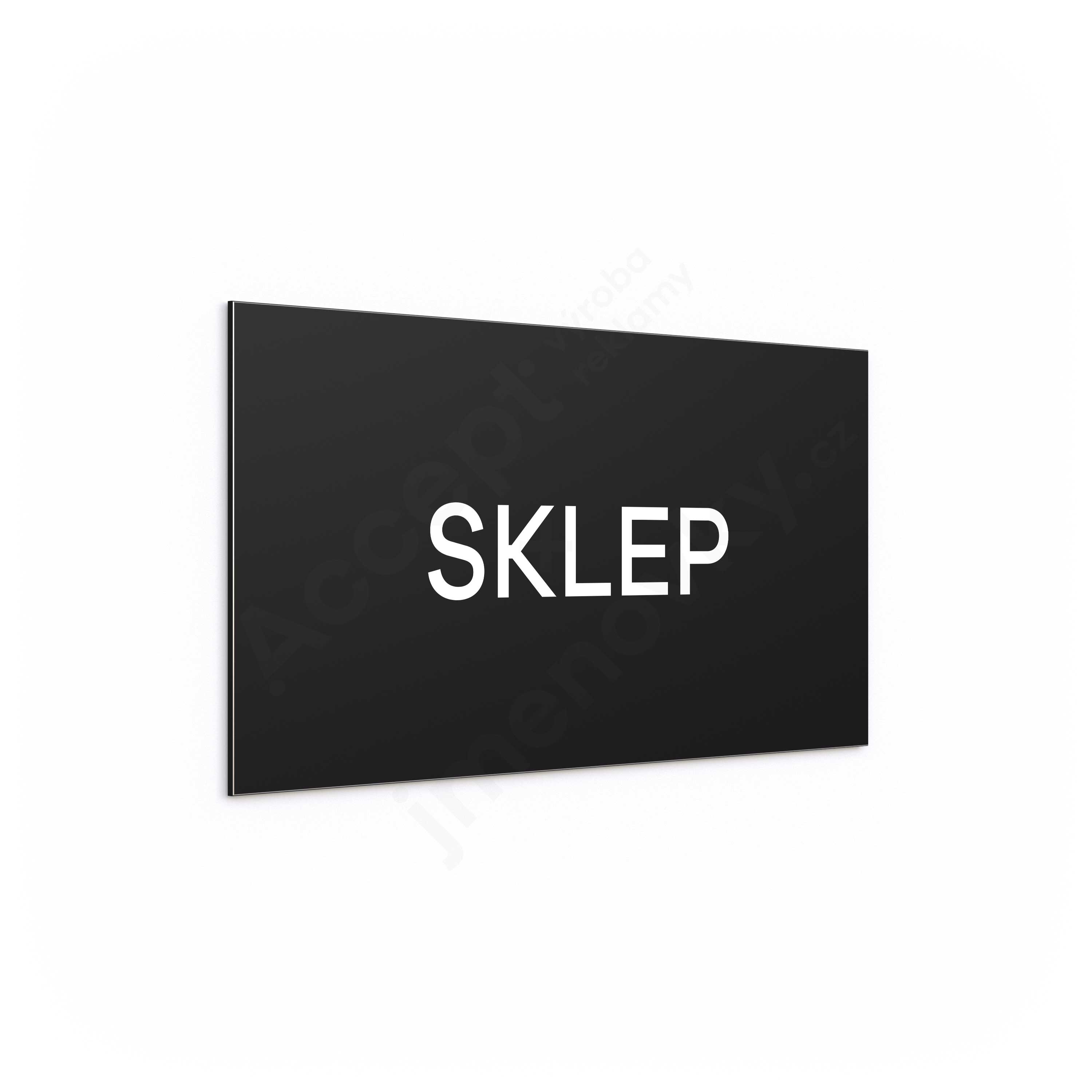 ACCEPT Označení podlaží "SKLEP" (300 x 150 mm) - černá tabulka - bílý popis