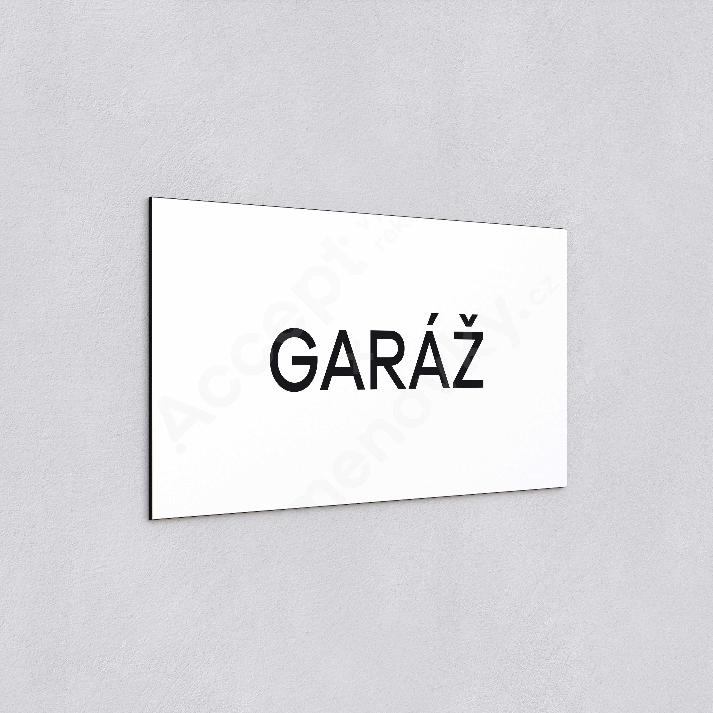 ACCEPT Označení podlaží "GARÁŽ" (300 x 150 mm) - bílá tabulka - černý popis