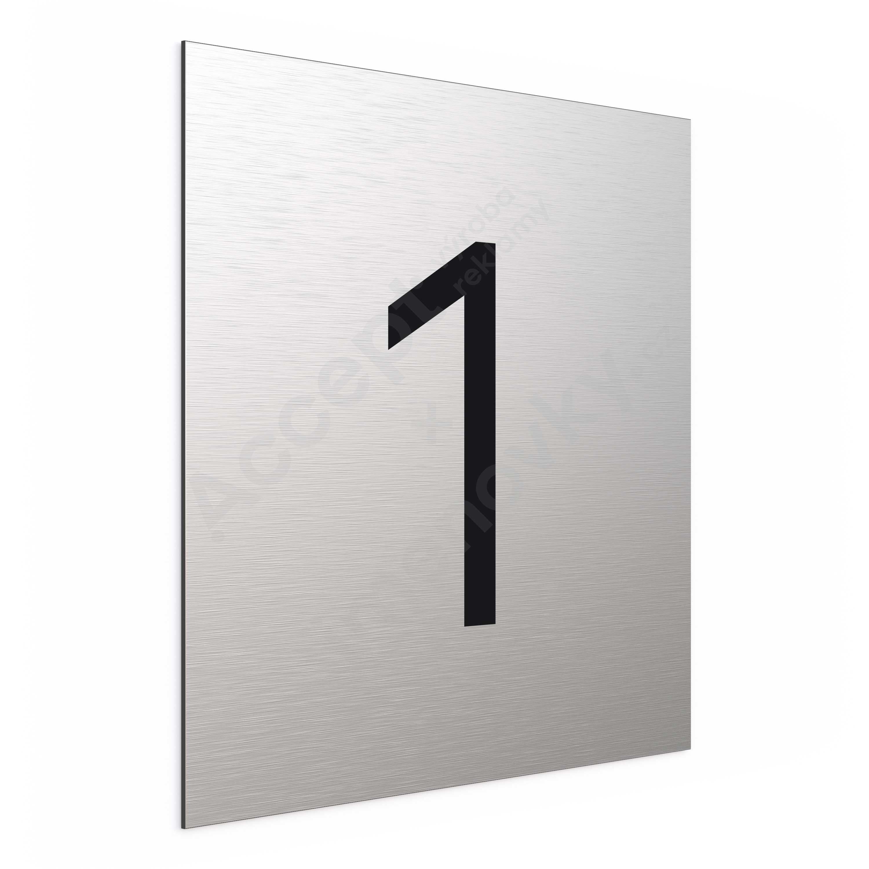 ACCEPT Označení podlaží - číslo "1" (300 x 300 mm) - stříbrná tabulka - černý popis