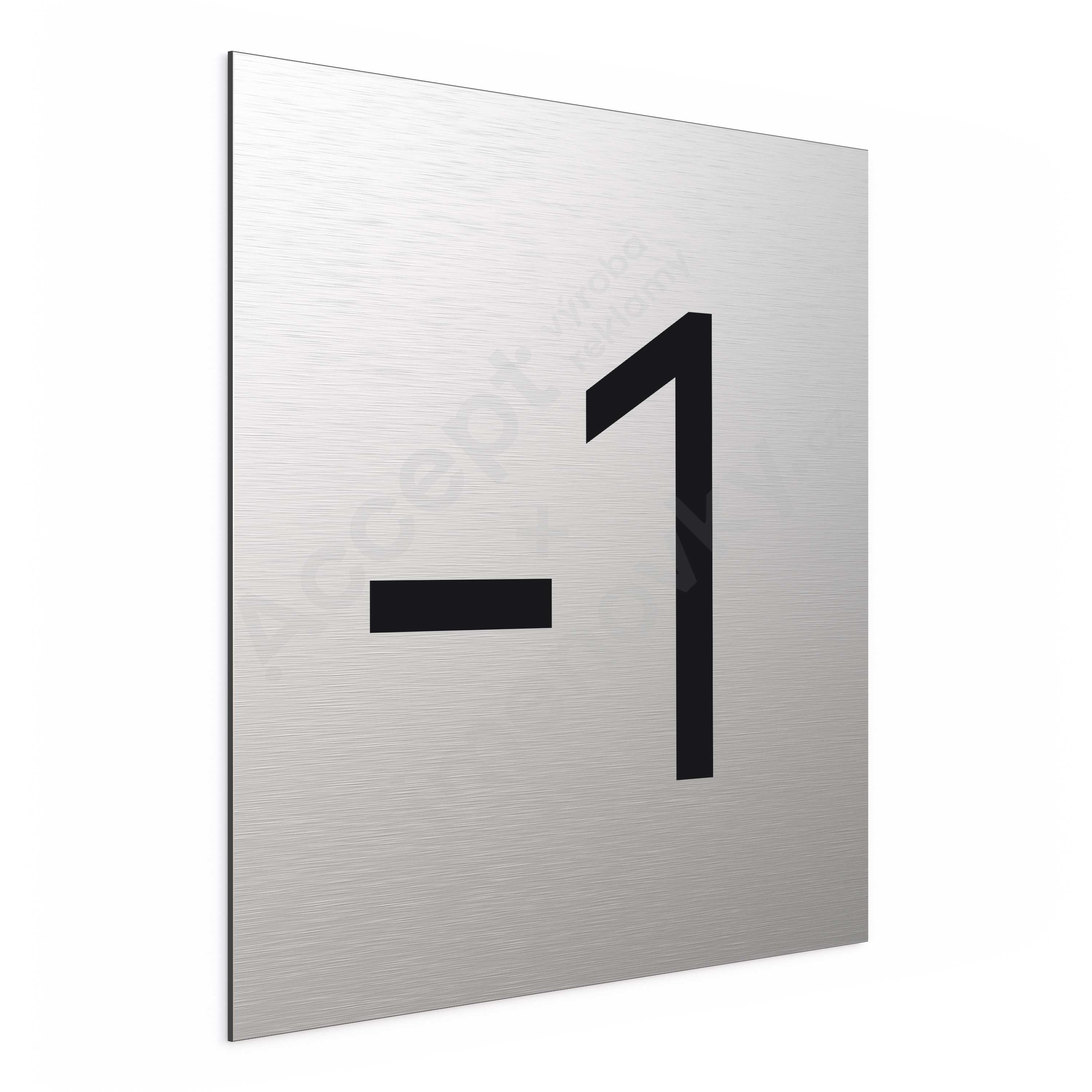 ACCEPT Označení podlaží - číslo "-1" (300 x 300 mm) - stříbrná tabulka - černý popis