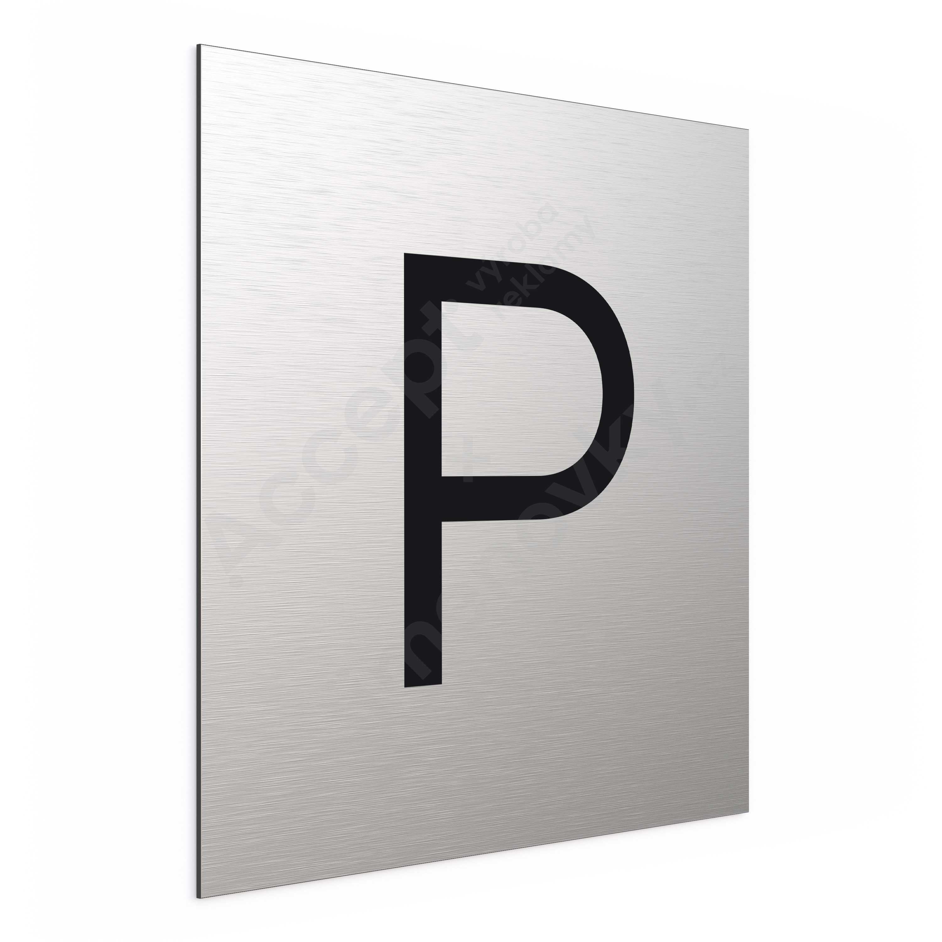 ACCEPT Označení podlaží - písmeno "P" (300 x 300 mm) - stříbrná tabulka - černý popis