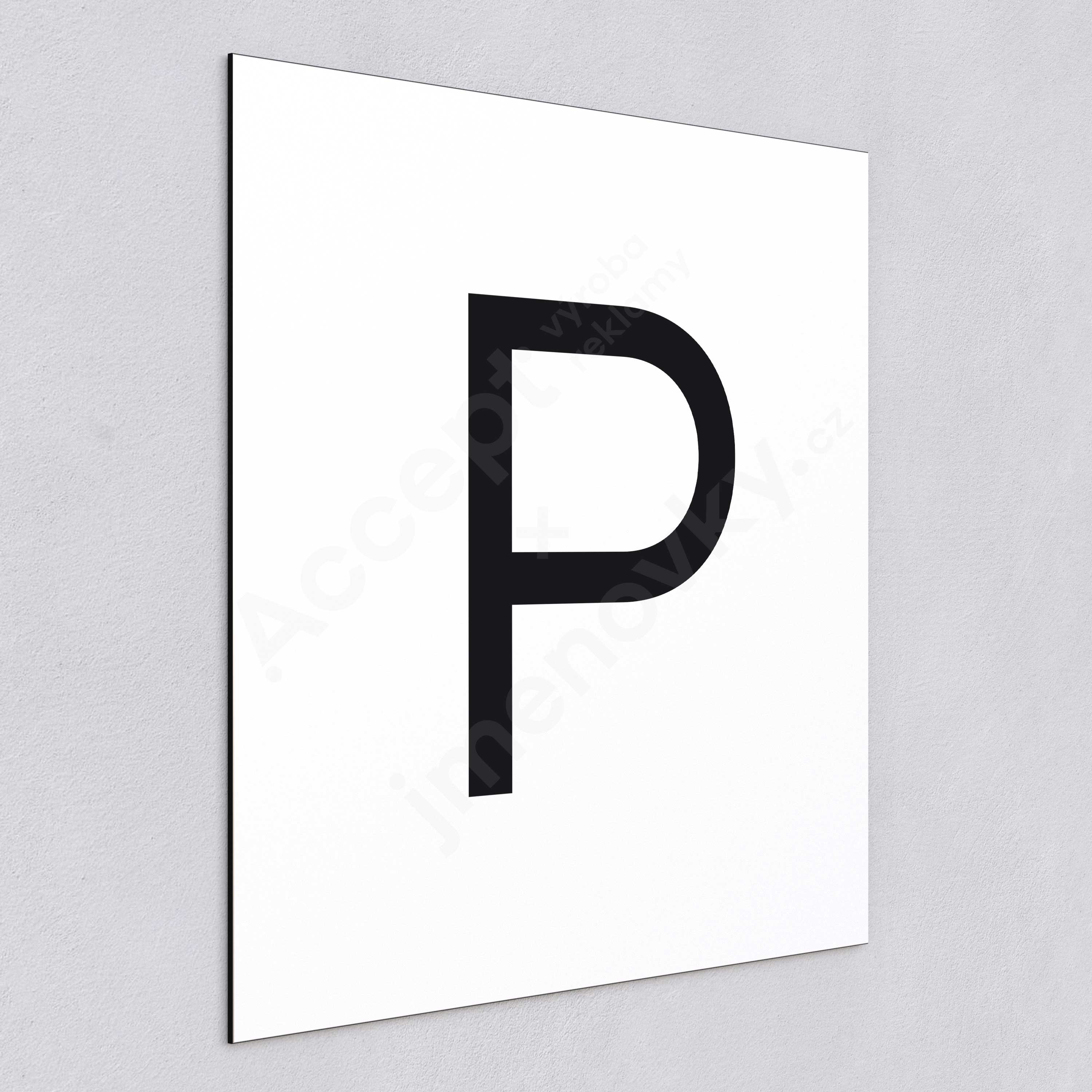 ACCEPT Označení podlaží - písmeno "P" (300 x 300 mm) - bílá tabulka - černý popis