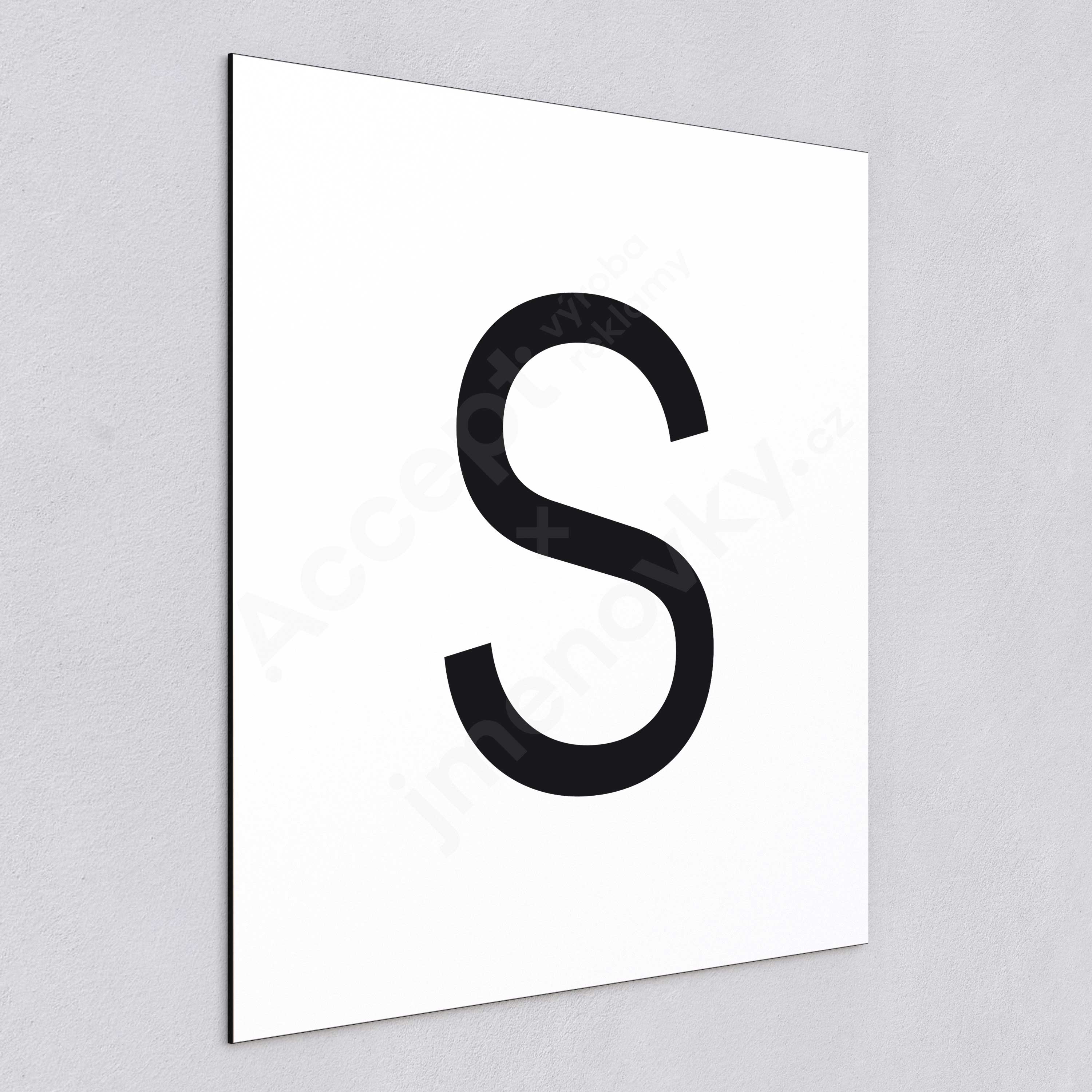 ACCEPT Označení podlaží - písmeno "S" (300 x 300 mm) - bílá tabulka - černý popis