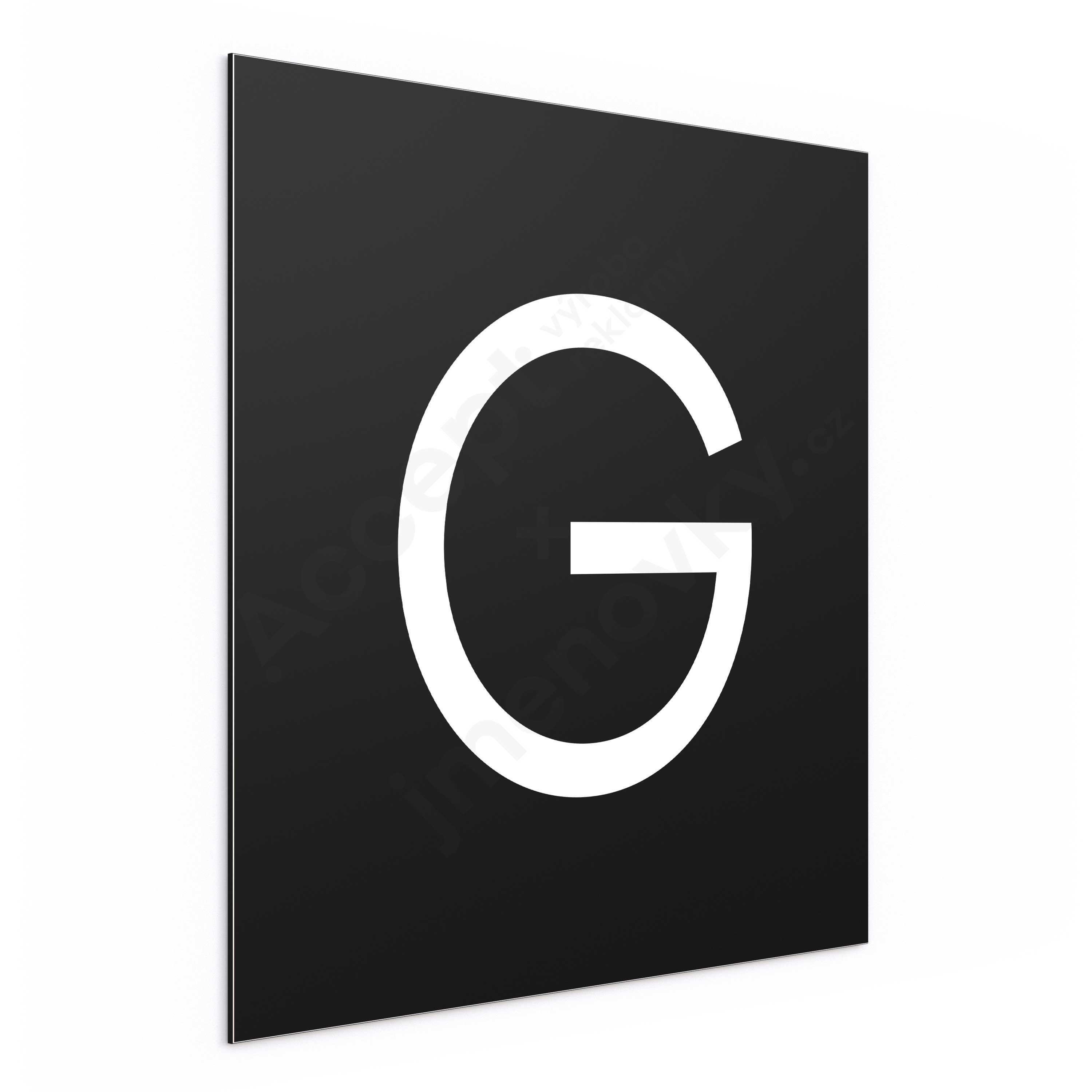 ACCEPT Označení podlaží - písmeno "G" (300 x 300 mm) - černá tabulka - bílý popis