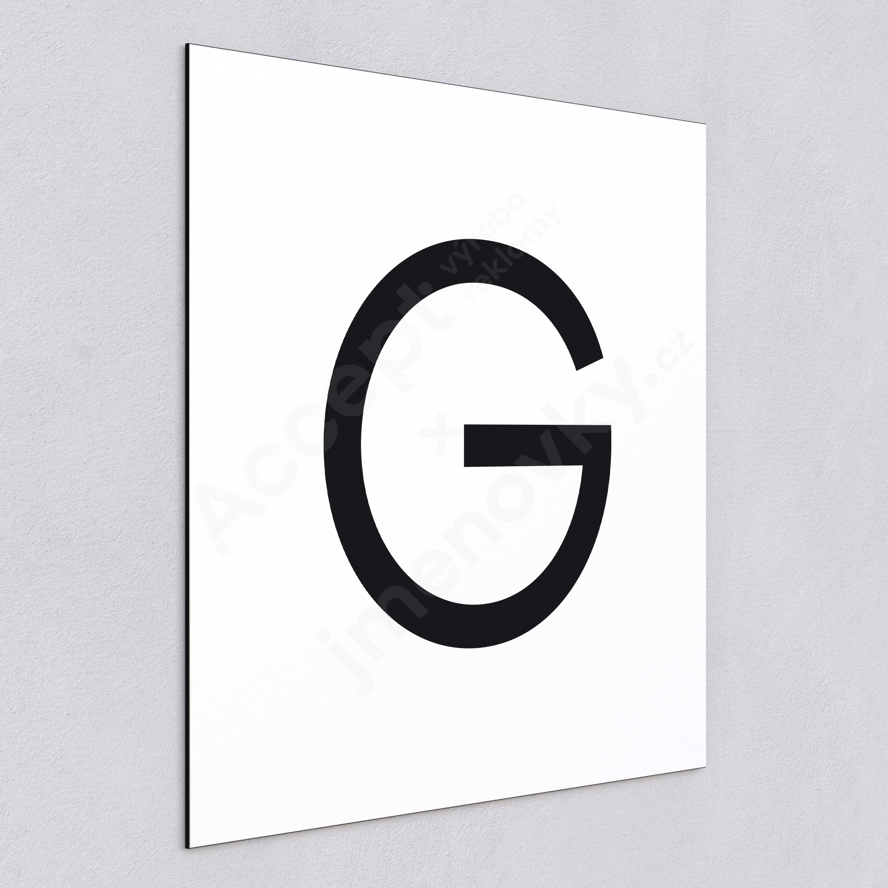 ACCEPT Označení podlaží - písmeno "G" (300 x 300 mm) - bílá tabulka - černý popis